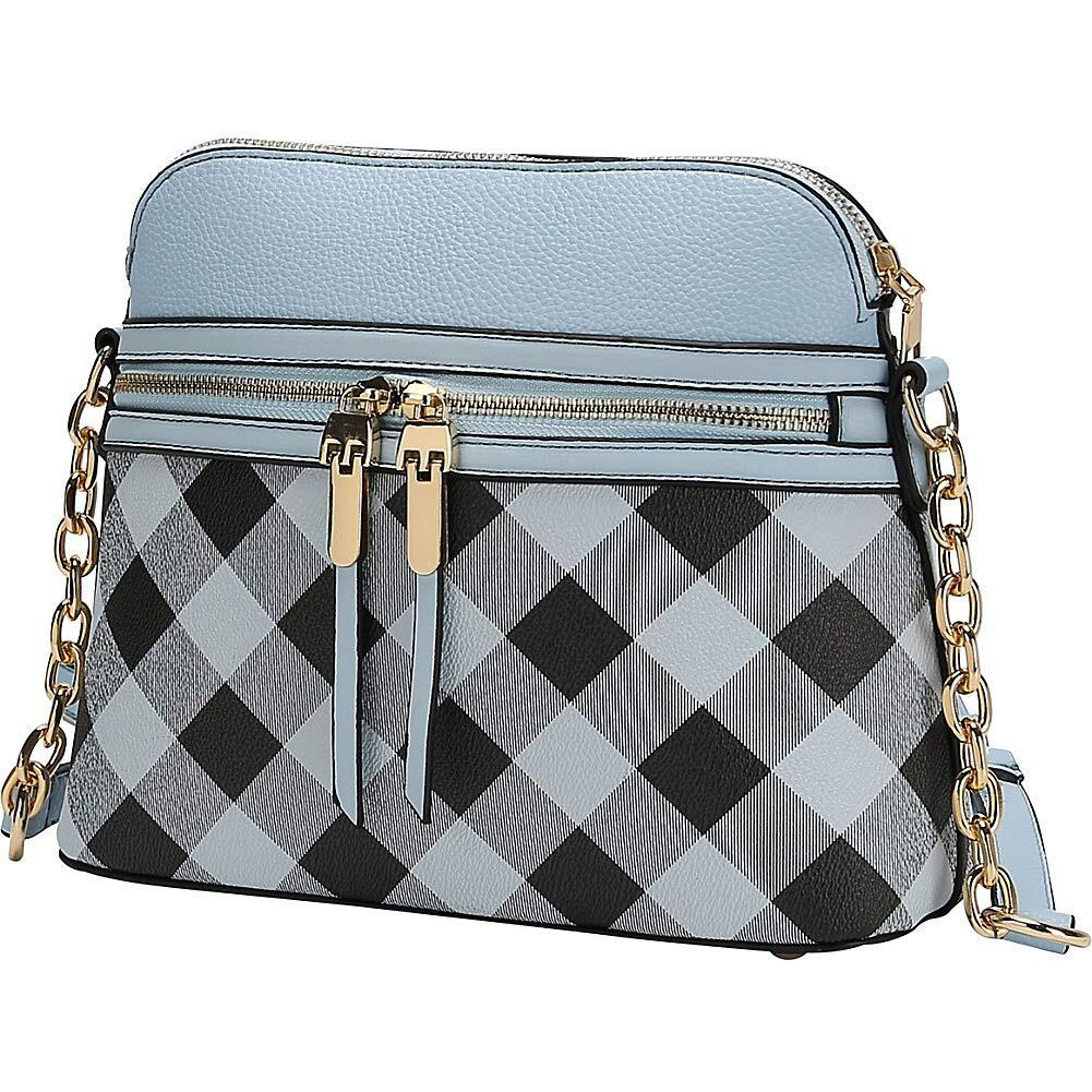 MKF Collection by Mia K. Farro Suki Checkered Crossbody (Light Blue)