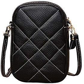 Genuine Leather Quilted Crossbody Purse