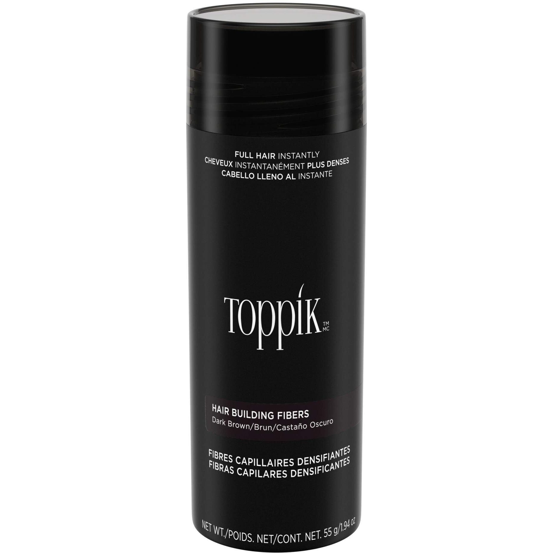 Toppik Hair Building Fibers, Dark Brown, 55g | Fill In Fine or Thinning Hair | Instantly Thicker, Fuller Looking Hair | 9 Shades for Men & Women