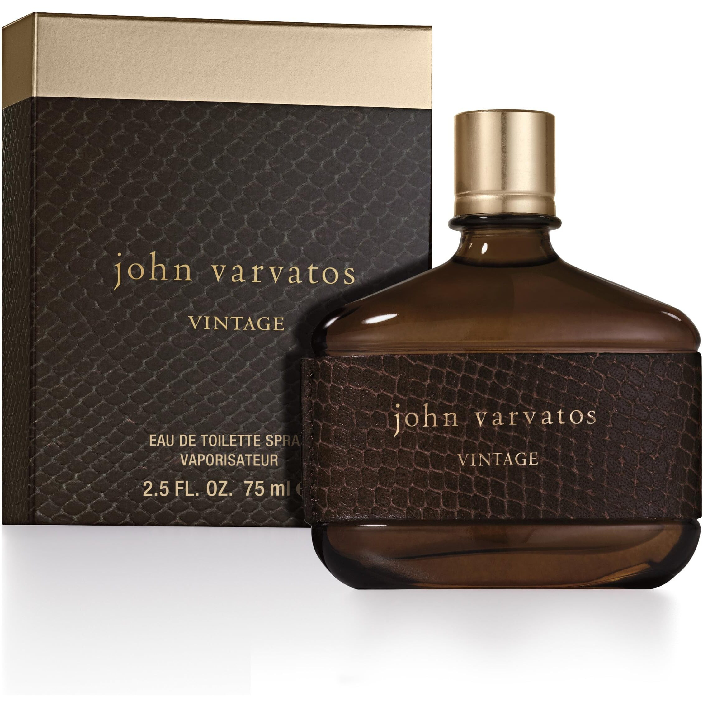 John Varvatos Men's Cologne, Vintage Eau de Toilette EDT Spray, Aromatic Chypre Scent ith Notes of Quince Paste, Patchouli & Tobacco Leaf, 2.5 fl oz