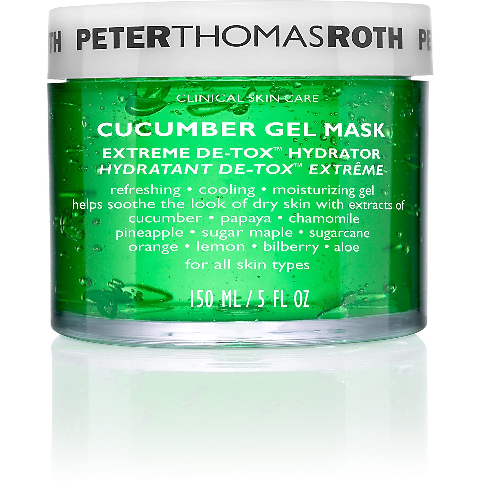 Peter Thomas Roth | Cucumber Gel Mask | Extreme De-Tox Hydrator, Cooling and Hydrating Facial Mask, Helps Soothe the Look of Dry and Irritated Skin, 5 fl oz (Pack of 1)