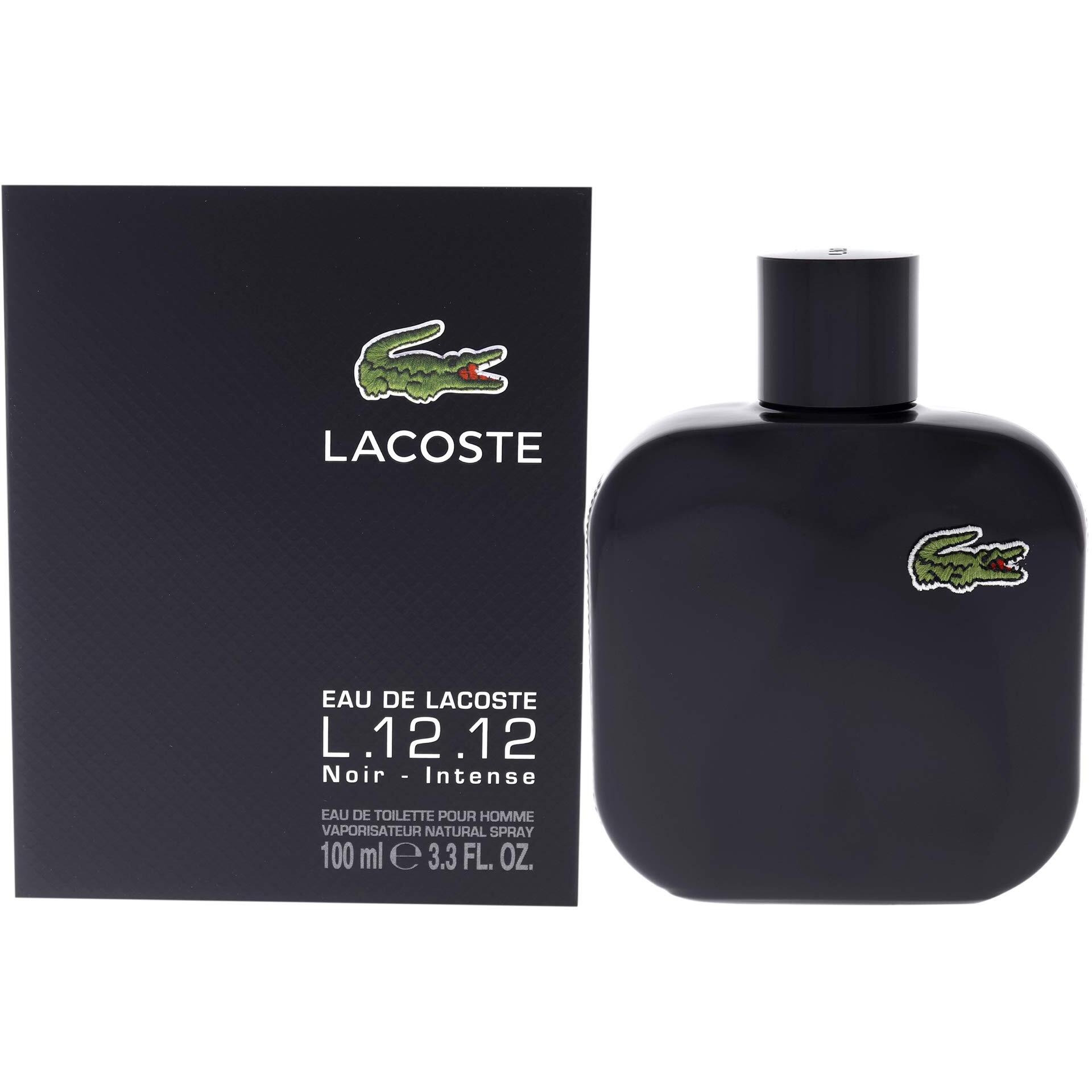 Lacoste Eau de Toilette Spray for Men, Eau De Lacoste L.12.12 Noir, 3.3 Ounce