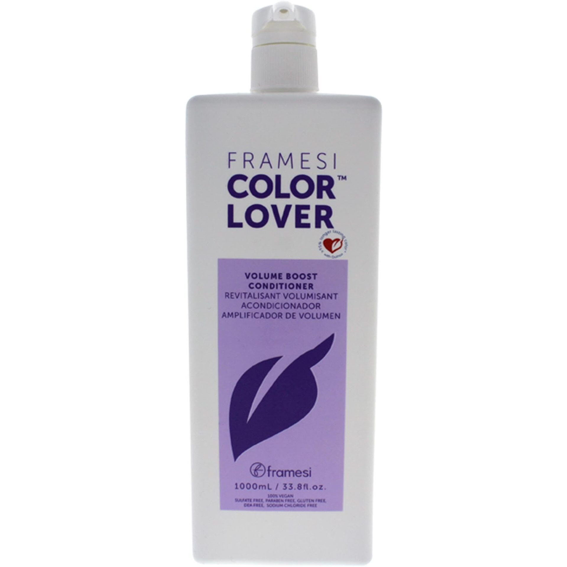 Framesi Color Lover Volume Boost Conditioner, 33.8 fl oz, Sulfate Free Volumizing Conditioner ith Quinoa and Coconut Oil, Color Treated Hair