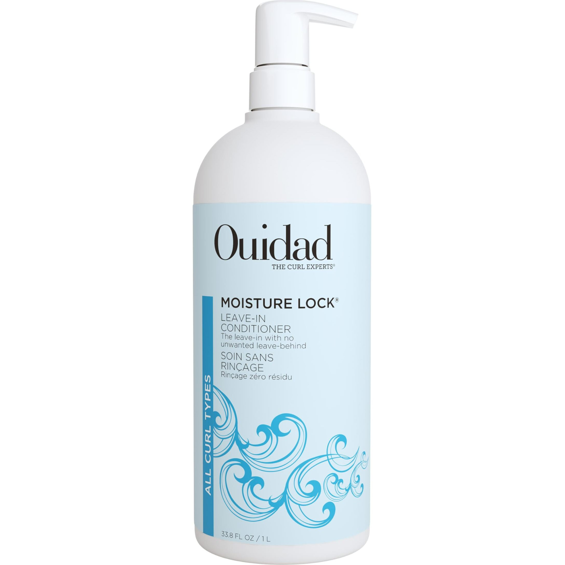 Ouidad Moisture Lock Leave In Conditioner for Curly Hair - 33.8 fl oz, Hydrating Curl Conditioner & Hair Detangler 2-in-1 Moisturizing Conditioner & Primer for Soft, Hydrated Hair, All Curl Types