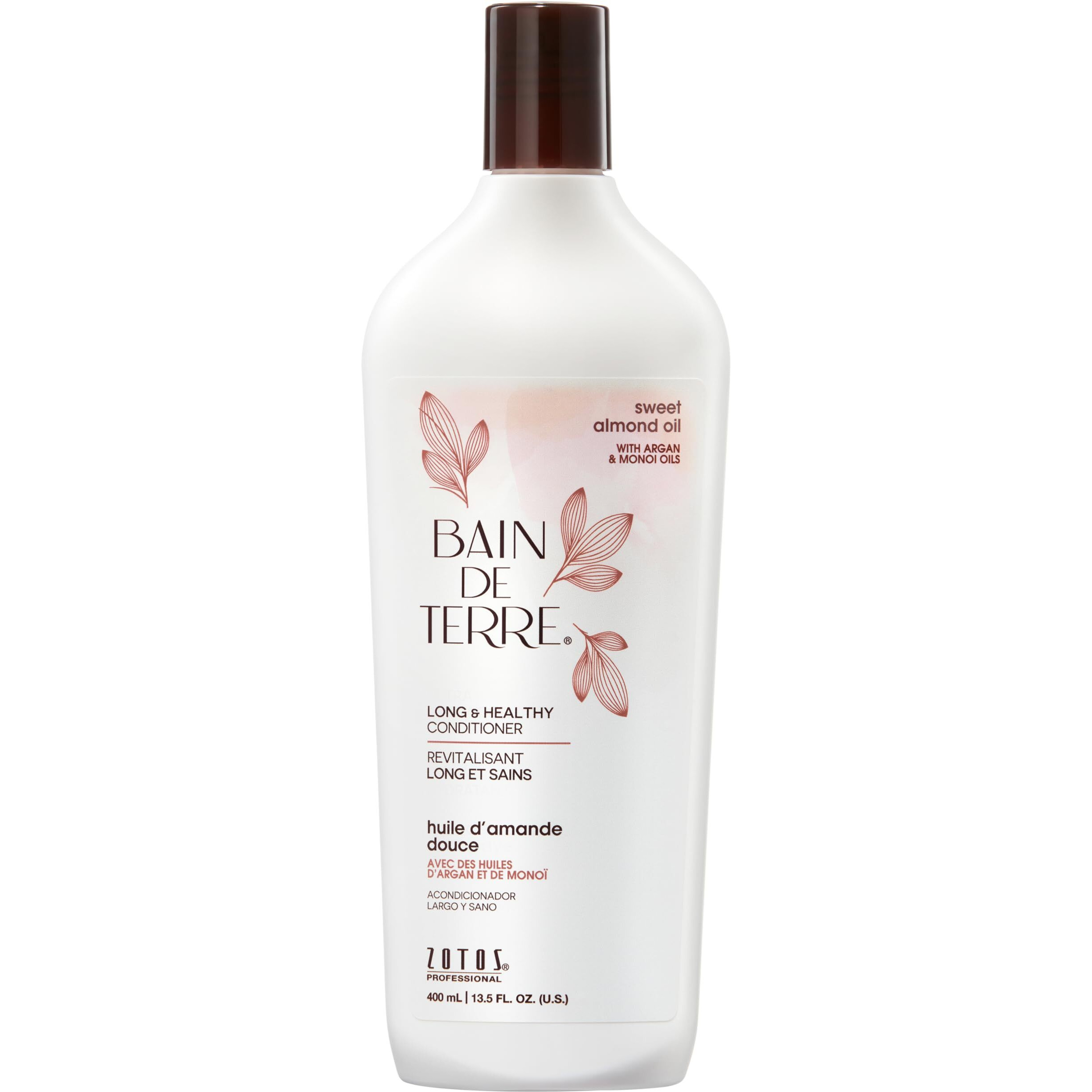 Bain de Terre Seet Almond Oil Long & Healthy Conditioner, Strength & Protection for Weak, Damaged Hair, ith Argan & Monoi Oils, Paraben-Free, Color-Safe, Vegan, 13.5 Fl Oz