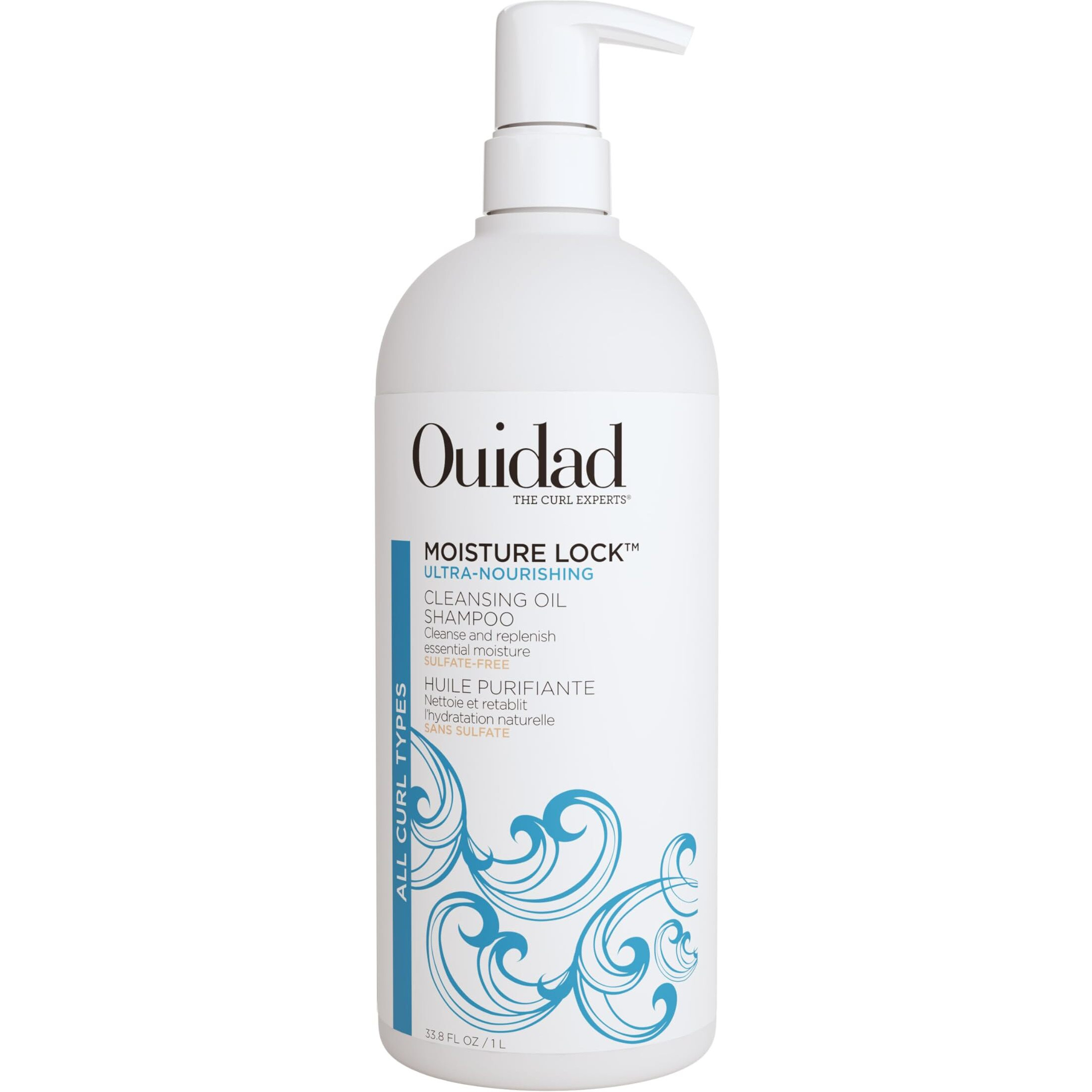 Ouidad Moisture Lock Ultra Nourishing Cleansing Oil Shampoo for Curly Hair - 33.8 fl oz, Shampoo for Women & Men, Rehydrates Dry, Damaged Curls, Color Safe Shampoo, All Curl Types