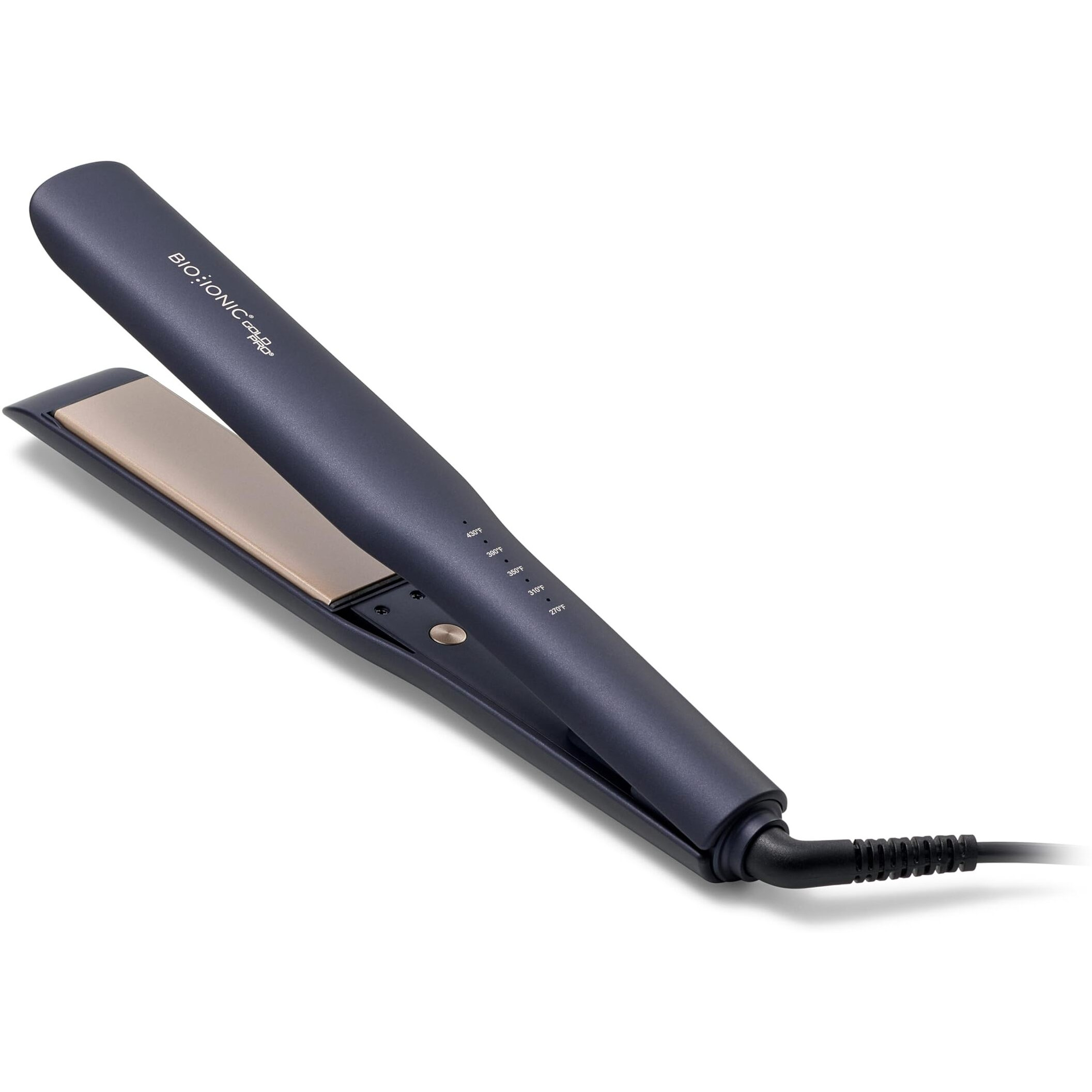 Bio Ionic GoldPro 1.5  Hair Straightener, Blue, Moisturizing Heat Technology & 24K Gold MX, Hair Straightening Iron for Sleek Styles & Flat Iron Curls, 40% Longer Plates, Adjustable Heat