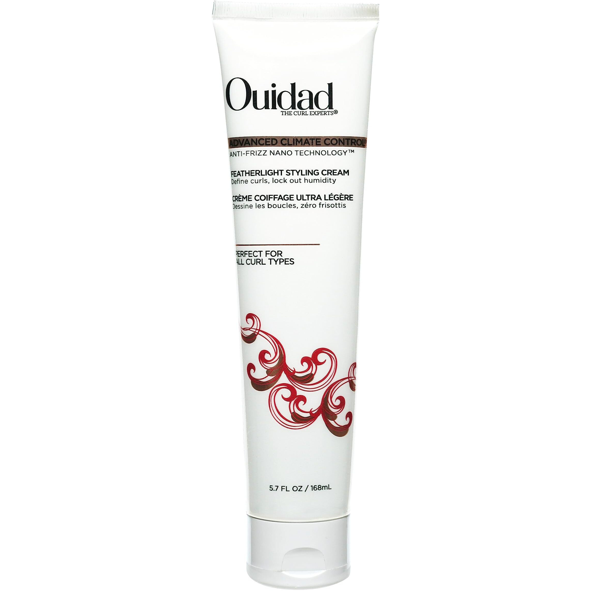 Ouidad Advanced Climate Control Styling Cream, 5.7 fl oz, Featherlight Curl Cream for Curly Hair, Shiny, Hydrated & Frizz-Free Curls, Sulfates, Parabens & Cruelty-Free Curly Hair Products