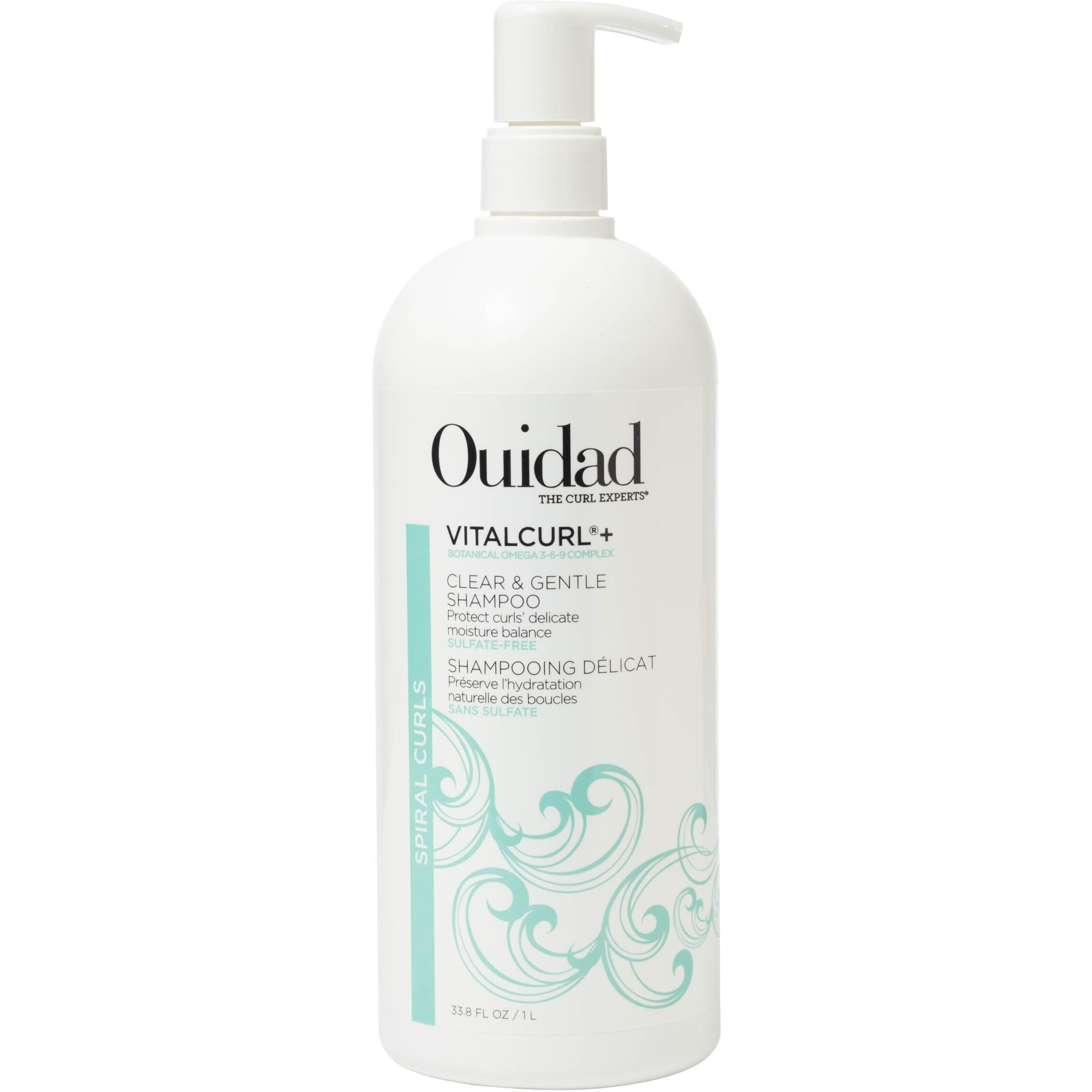 OUIDAD Vitalcurl+ Clear & Gentle Shampoo Liter Size, 33.8 oz.