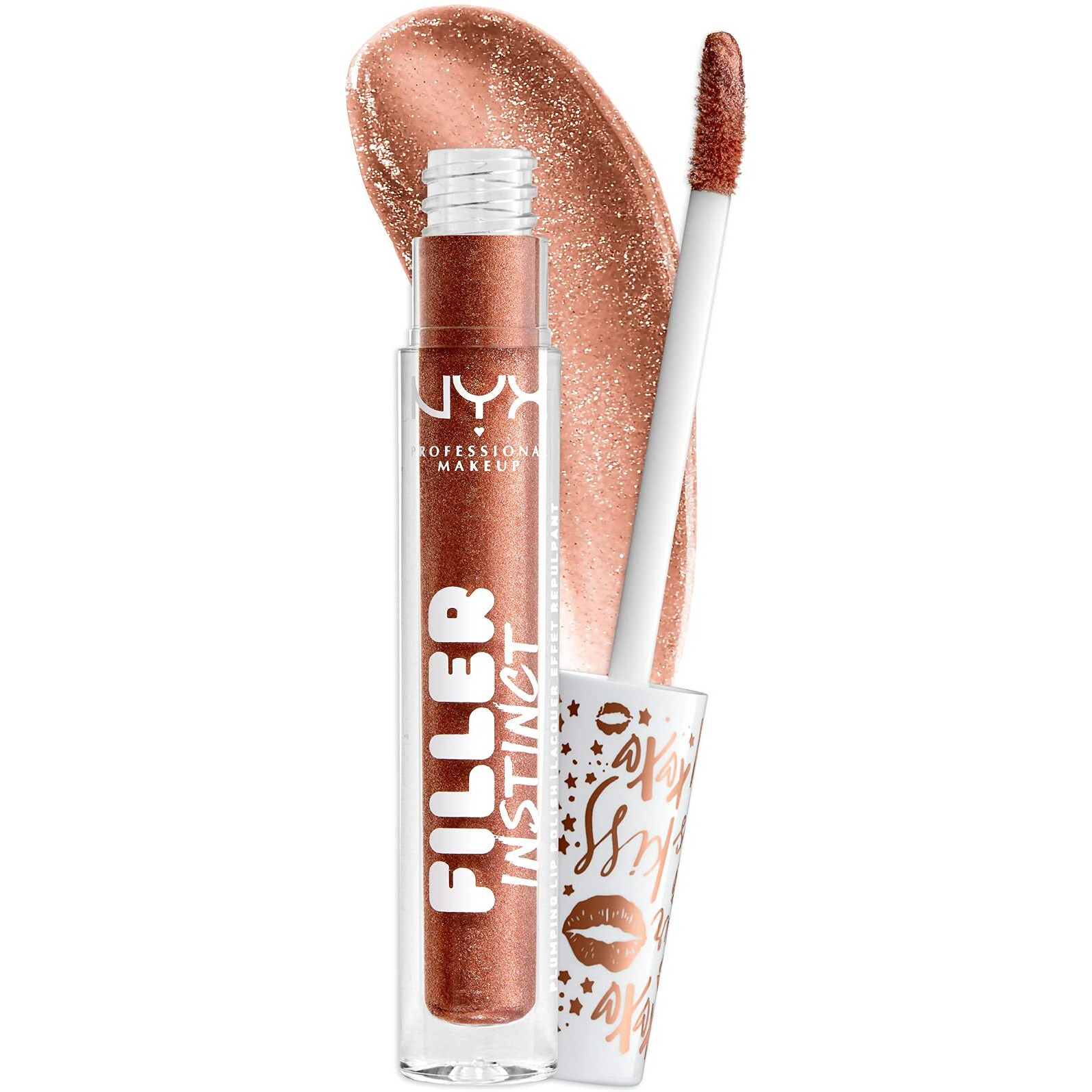 NYX PROFESSIONAL MAKEUP Filler Instinct Plumping Lip Polish, Lip Plumper Gloss - Cheap Fills (Bronze Gold)