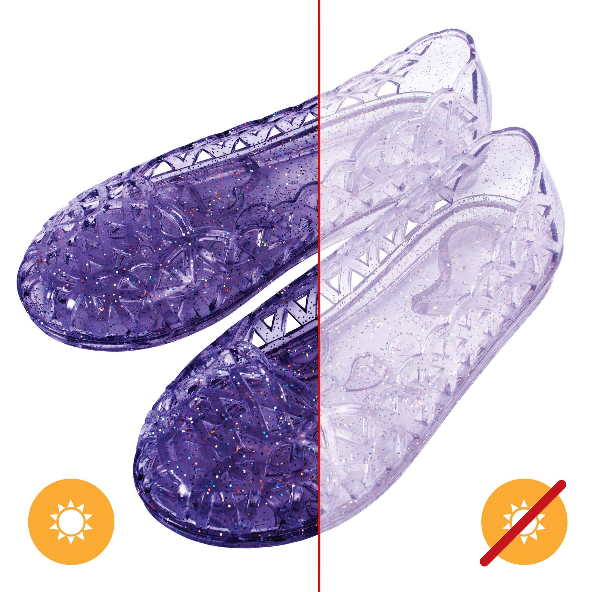 Del Sol Color-Changing Jelly Shoes - Princess Slipper - Changes Color from Clear to Purple in The Sun - Sturdy and Stylish, Made from USA Certified PVC - Kids 10