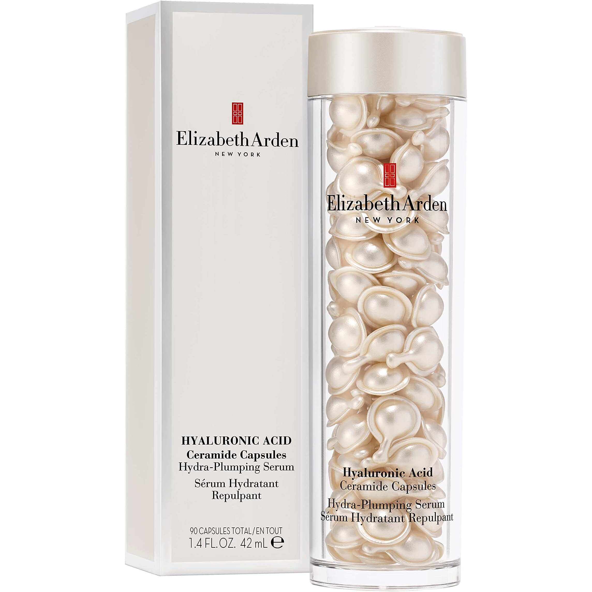 Elizabeth Arden Hyaluronic Acid Ceramide Capsules Hydra-Plumping Face Lighteight Serum ith Ceramides, Visibly Plumps, Firms and Hydrates Skin, 90 Count