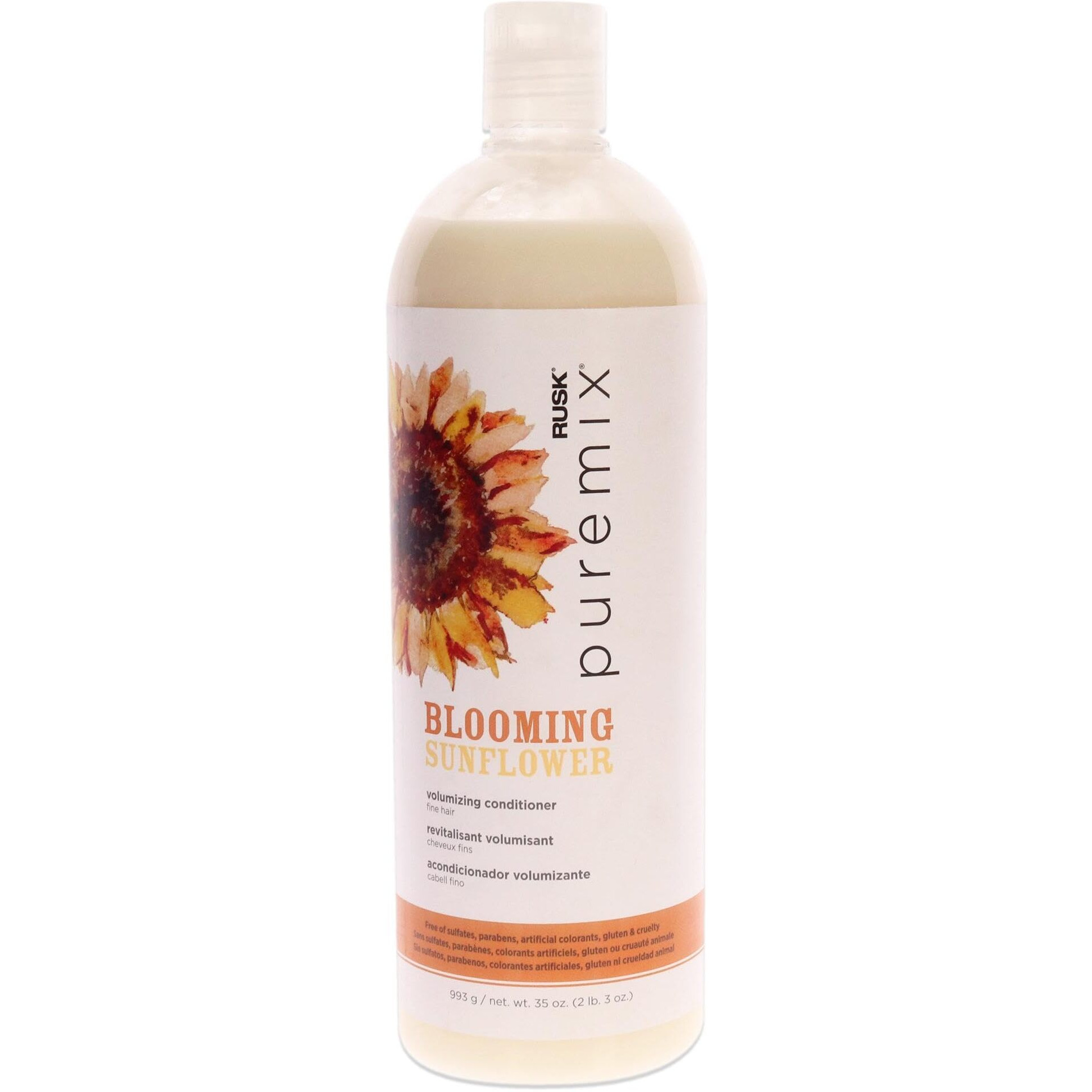 RUSK Puremix Blooming Sunfl.oer Volumizing Conditioner, Adds Lift, and Body, Thickening Treatment for Thin Hair 35 oz.