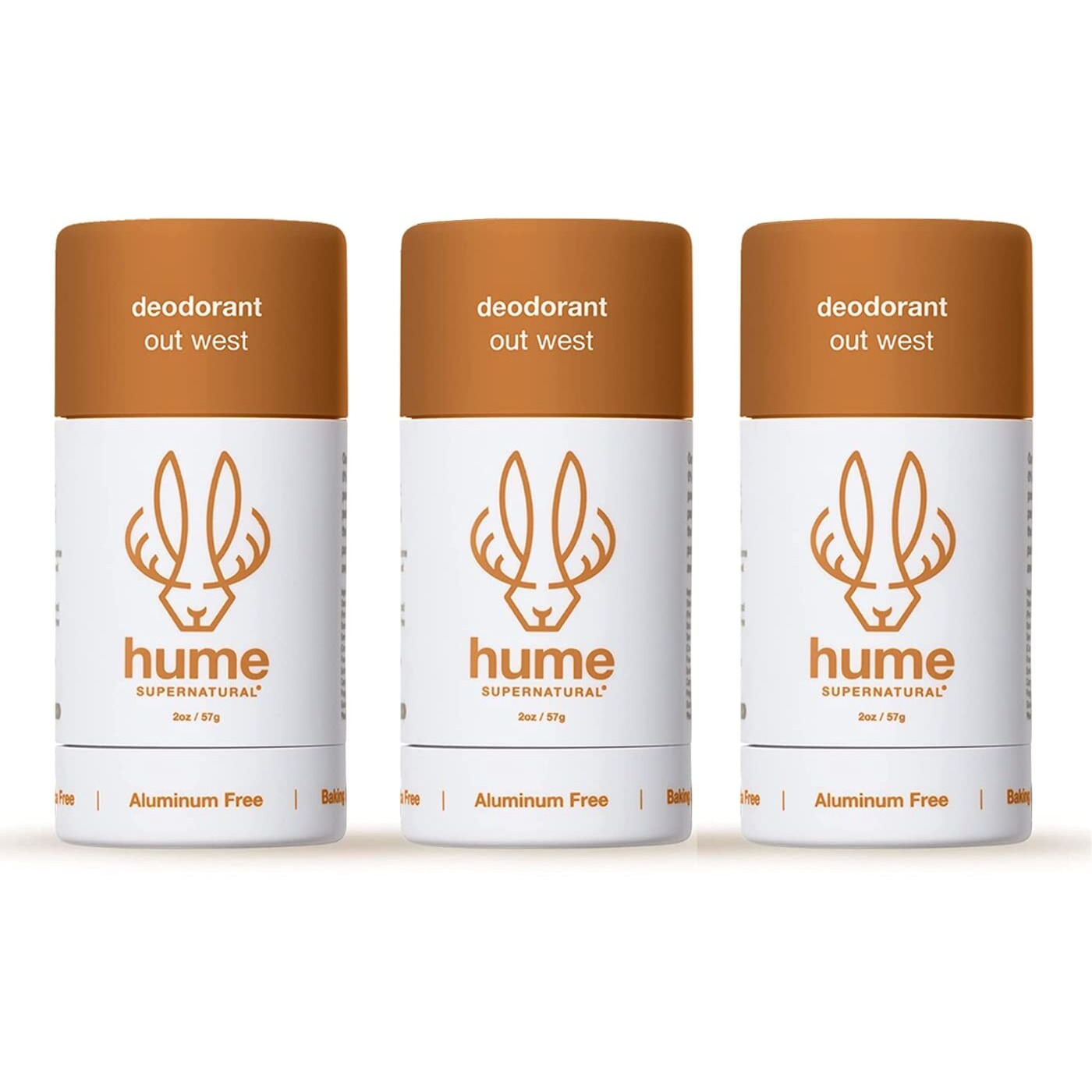 Hume Supernatural Aluminum Free Deodorant for Women & Men - Probiotic and Plant-Based, Long-Lasting Moisture Absorbing - Clean and Effective (Out West - 3 pack)