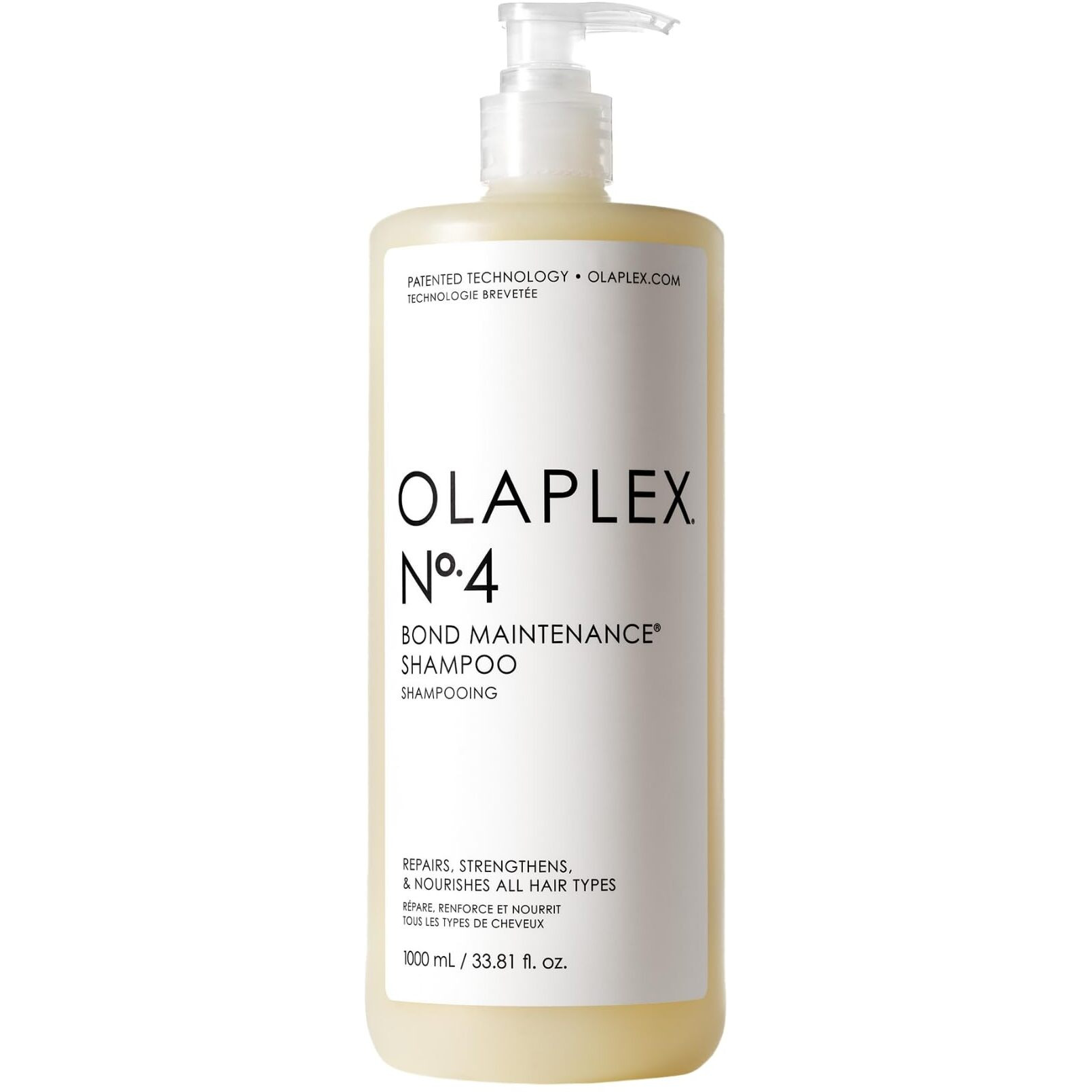 Olaplex No. 4 Bond Maintenance Shampoo, Repairs, Strengthens, & Nourishes All Hair Types, Adds Shine & Leaves Hair Feeling Soft, 33.8 fl oz