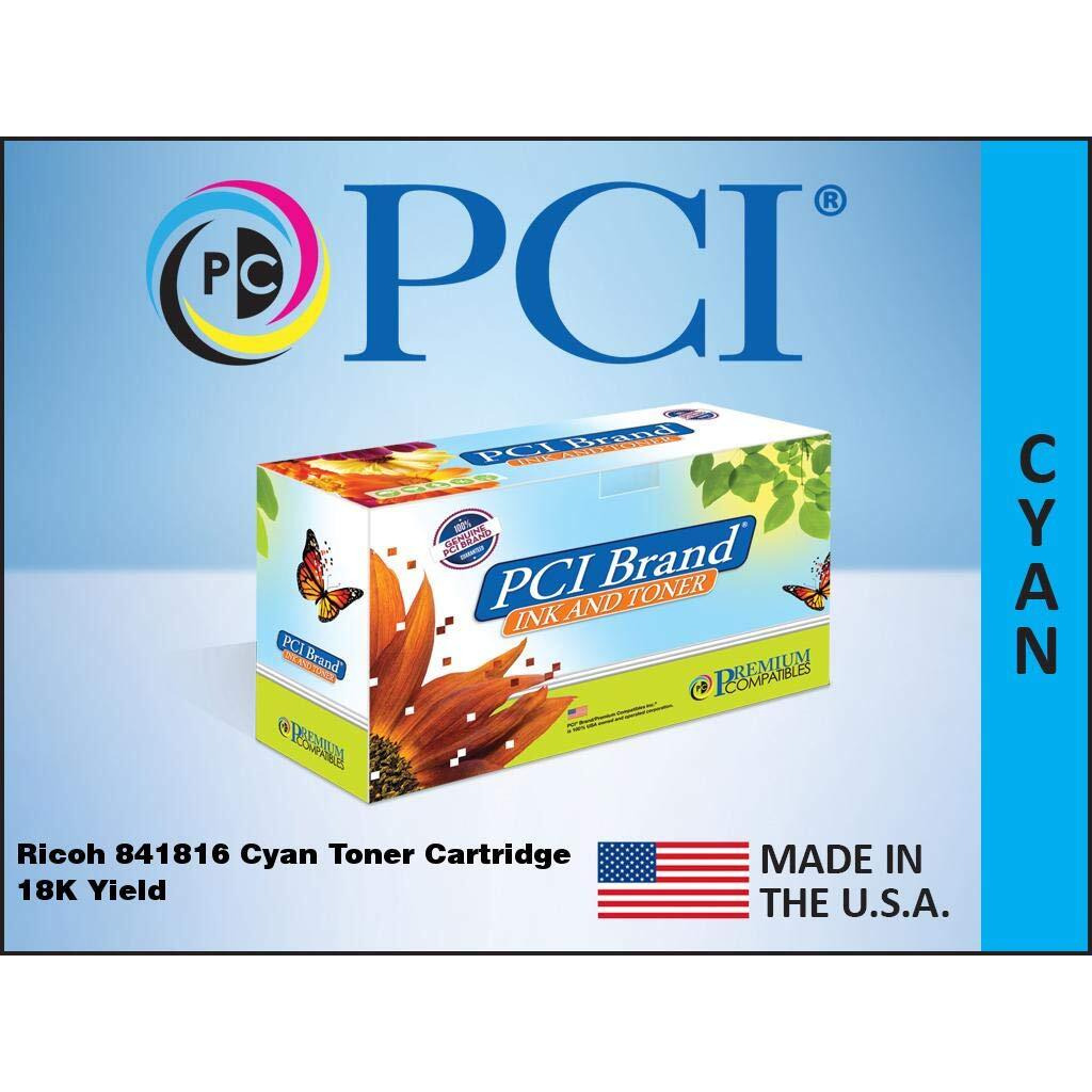 PCI Brand Compatible Toner Cartridge Replacement for Ricoh 841816 Cyan Toner Cartridge 18K