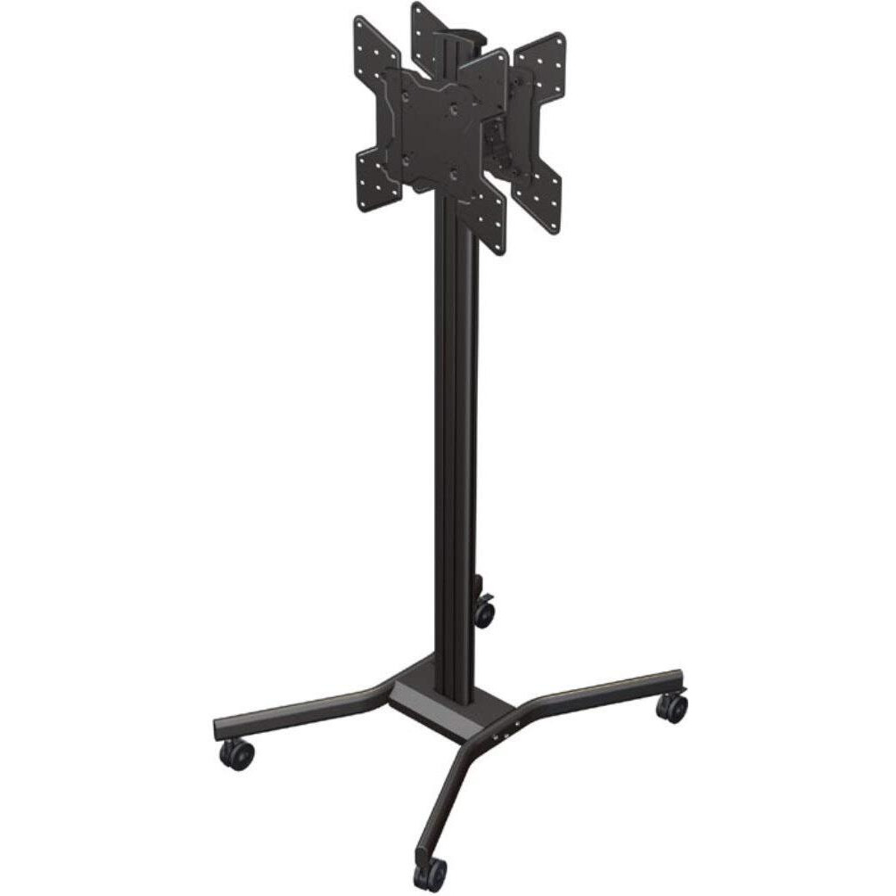 Crimson AV M55DV Mobile Back-to-Back Display Cart with Height and Tilt Adjustment for 32  to 55  LED, LCD, or Plasma Displays, Black 200lb (90kg) Mount Weight Capacity Dual Screens Supported