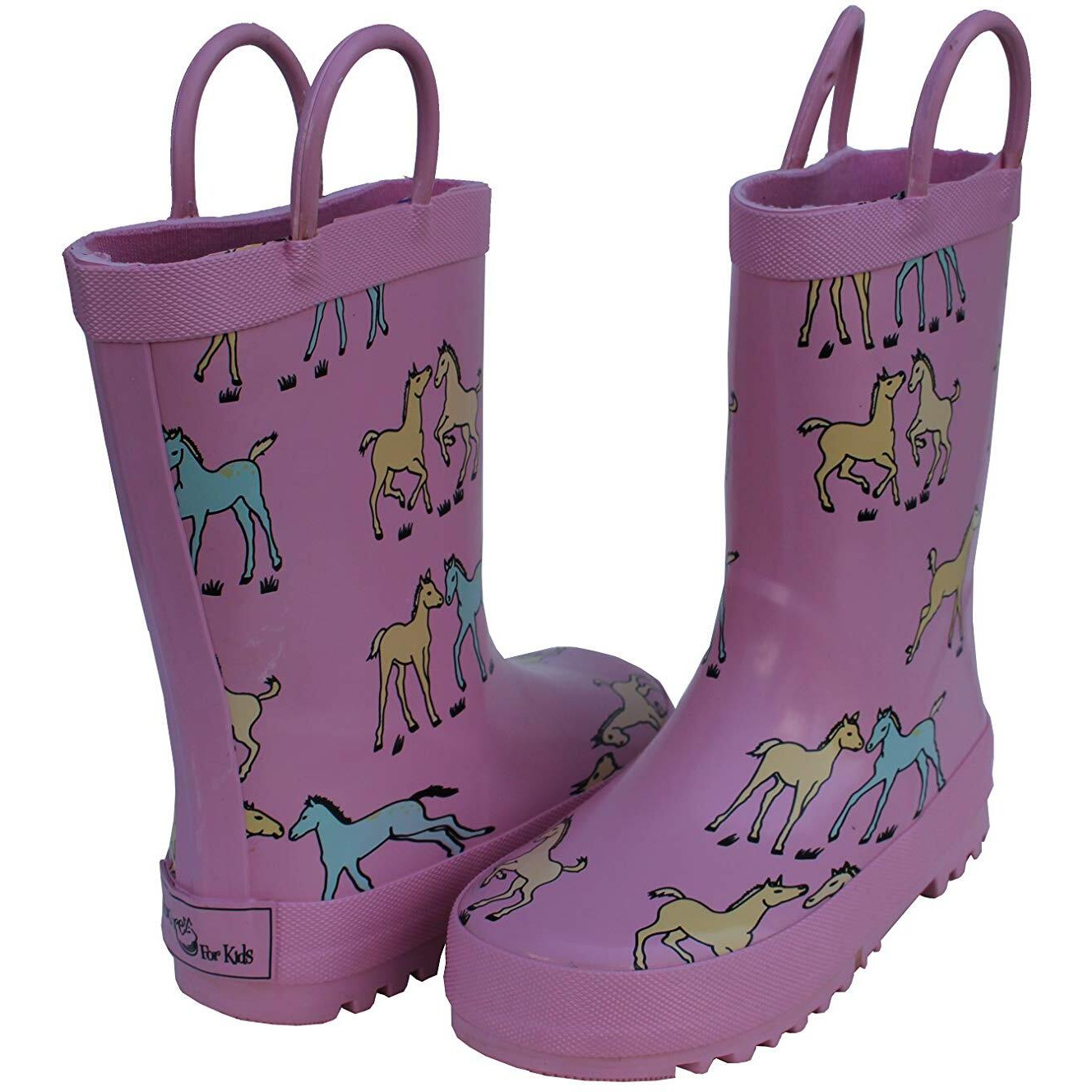 Foxfire for Kids Pink Rubber Boots with Pony Pattern Size 3