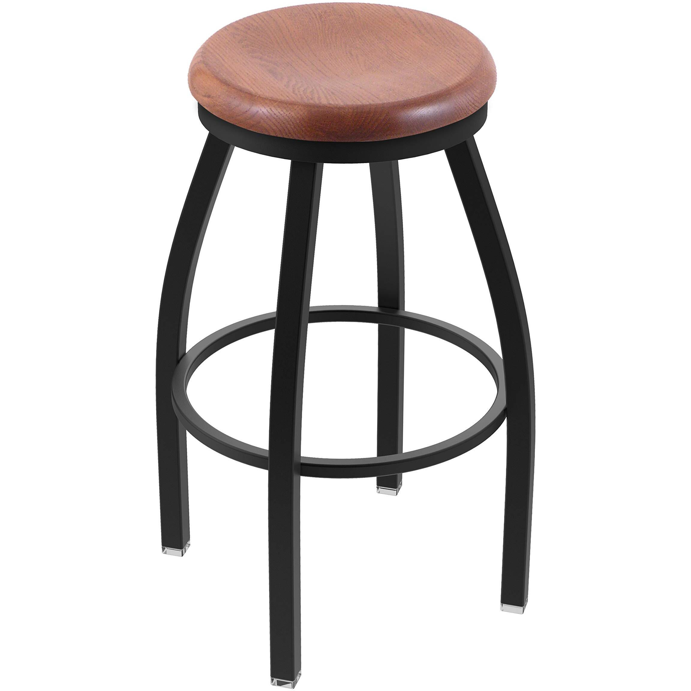 802 Misha 25  Sivel Counter Stool ith Black Wrinkle Finish and Medium Oak Seat