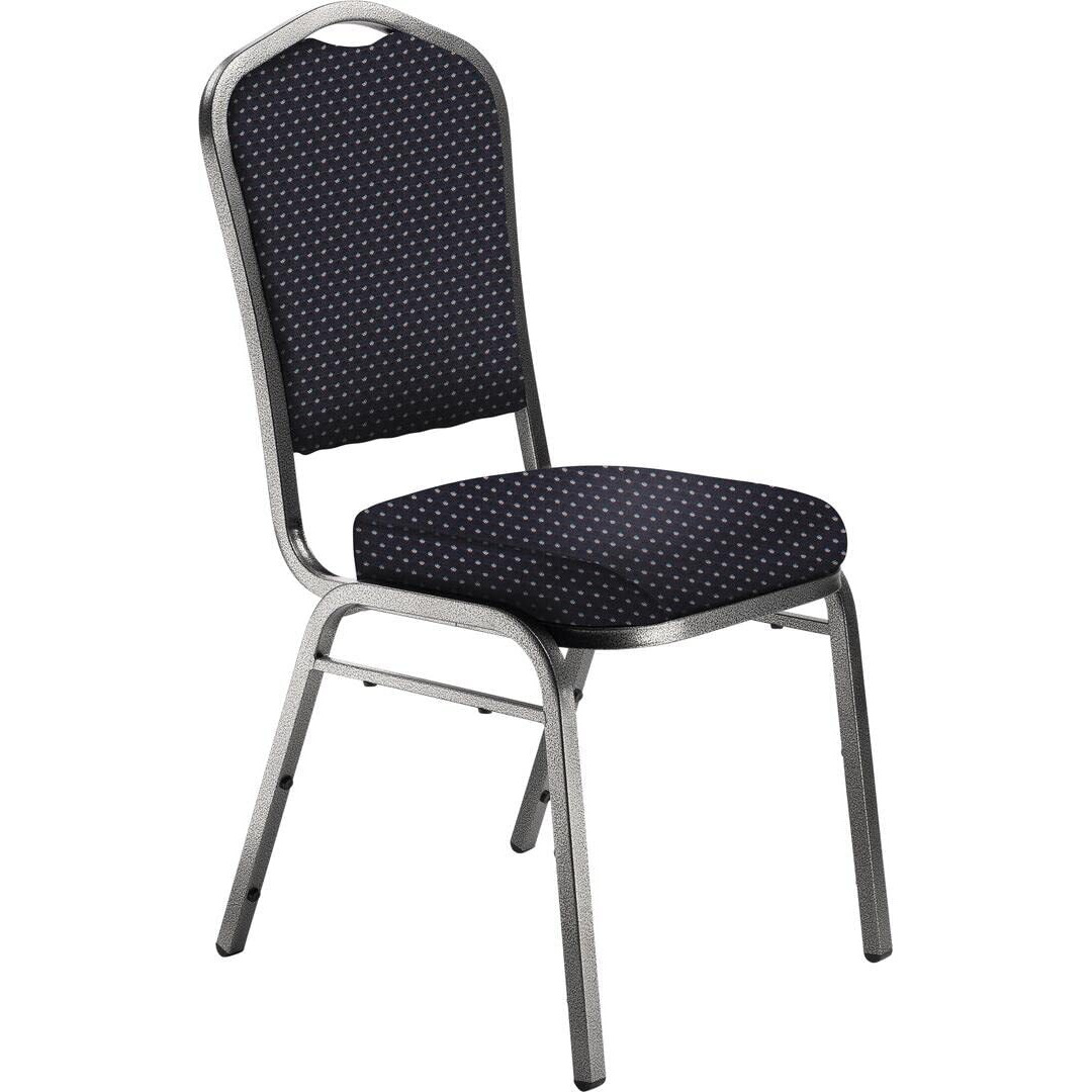 National Public Seating NPS 9300 Series 37  Metal and Fabric Stack Chair in Diamond Navy/Silvervein