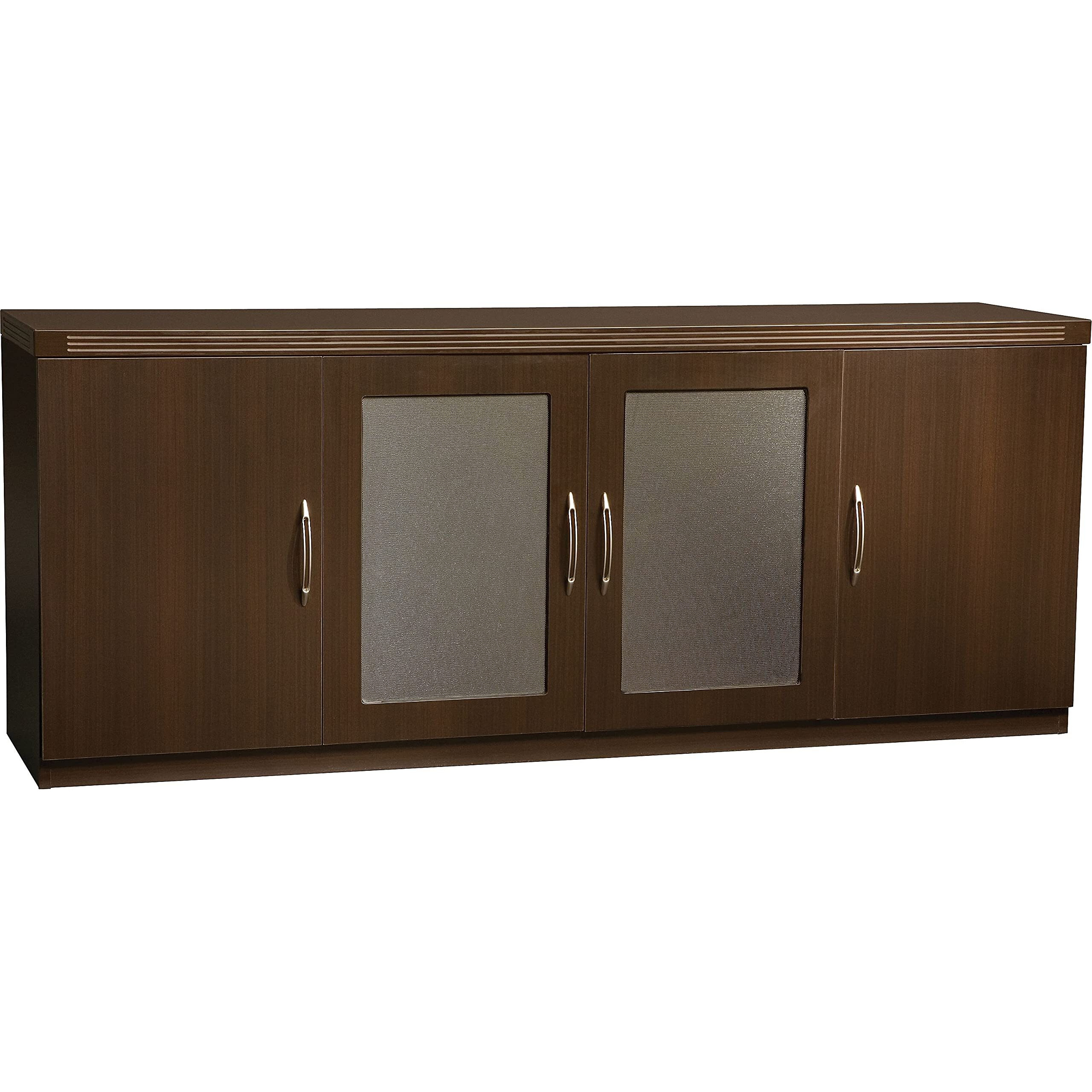 Safco Mayline ALCLDC Aberdeen Low Wall Cabinet with 2 Glass and 2 Wood Doors, Mocha Tf