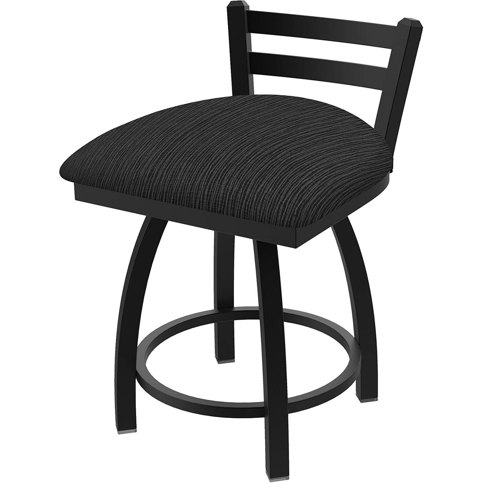 411 Jackie 18  Low Back Swivel Vanity Stool with Black Wrinkle Finish and Graph Coal Seat