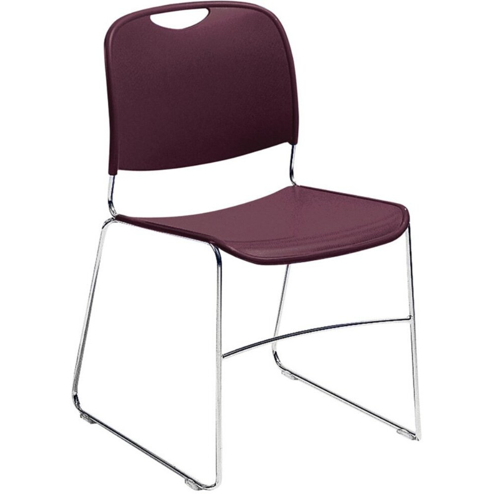 National Public Seating Compact Plastic Stack Chair with Chrome Frame - Wine, Model Number 8508