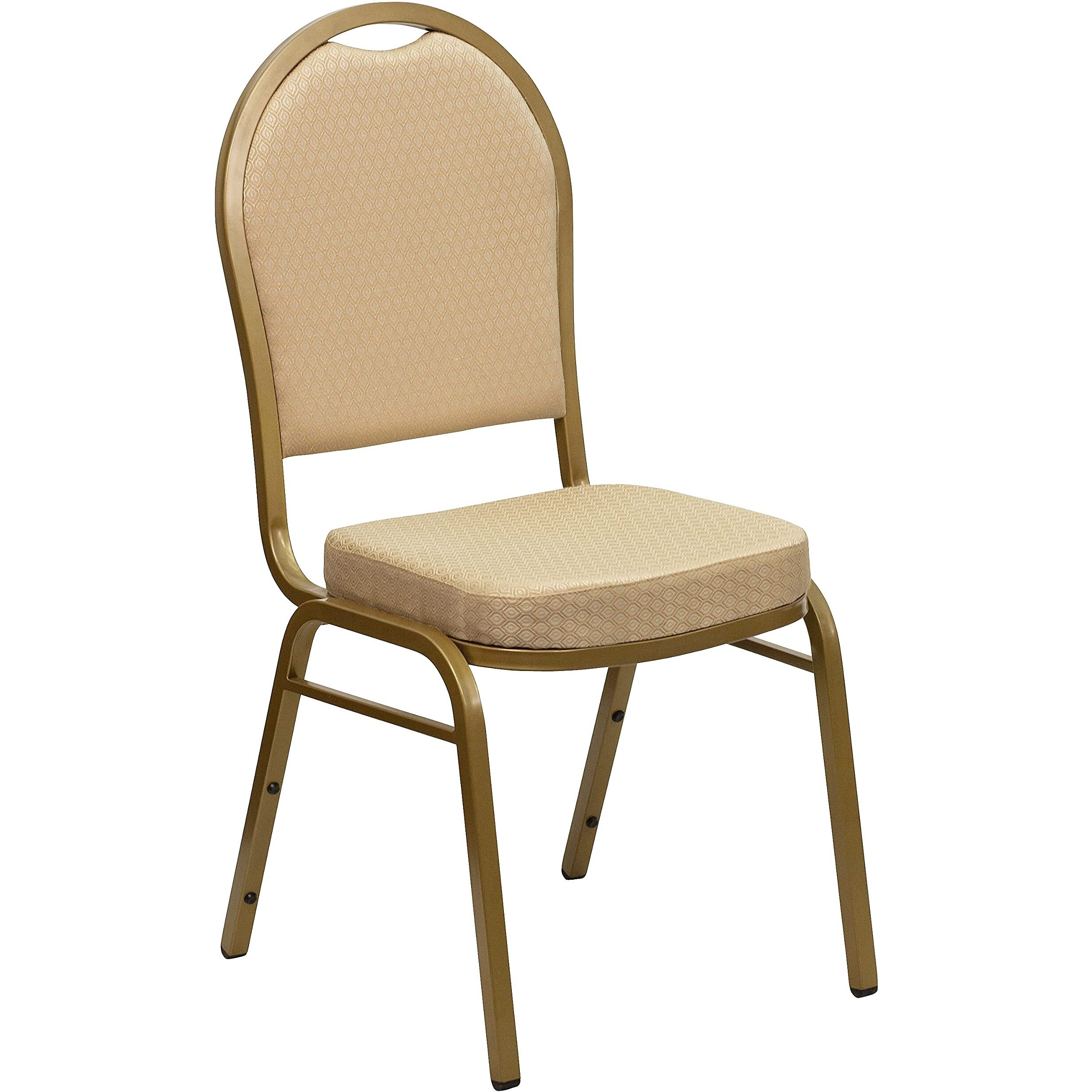 Flash Furniture 03AGH20124E Series Dome Back Stacking Chair, Patterned Beige, 2.5 Seat, Gold,