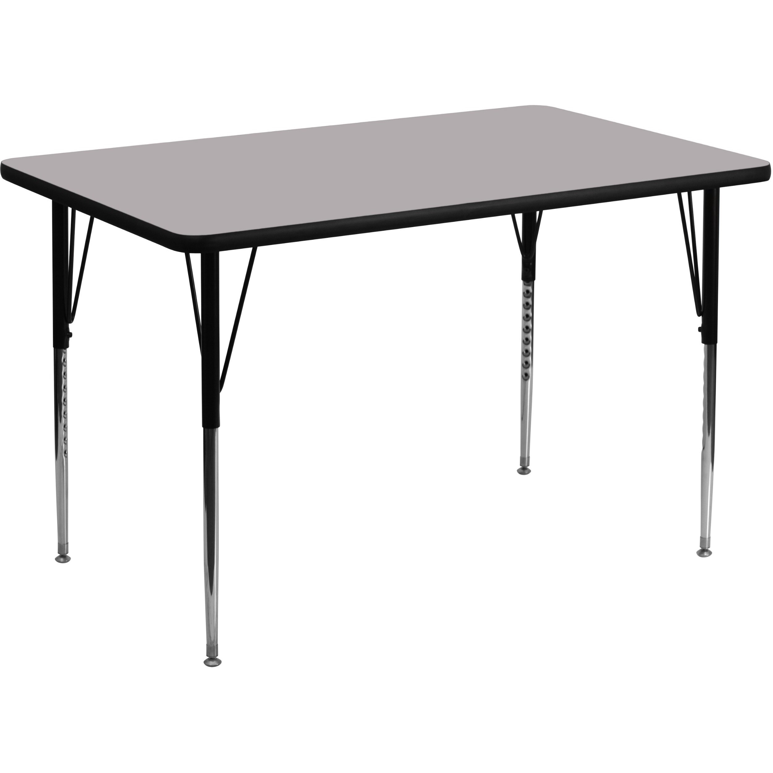 Flash Furniture Wren 36''W x 72''L Rectangular Grey Thermal Laminate Activity Table - Standard Height Adjustable Legs