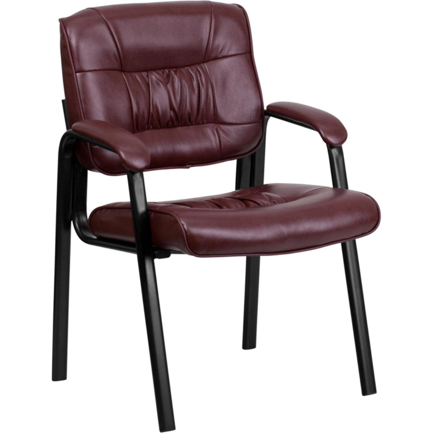 Flash Furniture Haeger LeatherSoft Tufted Executive Reception Chair with Padded Armrests, Upholstered Side Chair for Living Room or Office, Burgundy