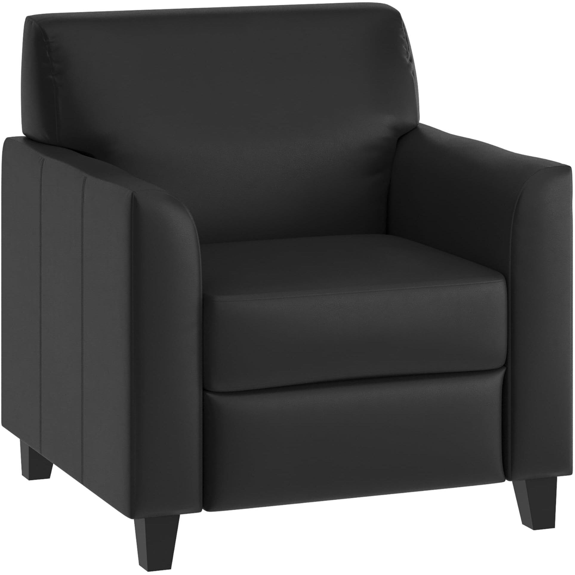 Flash Furniture Hercules Diplomat Series LeatherSoft Upholstered Side Reception Chair, Lobby Chair ith Cushions and Flared Arms, Black