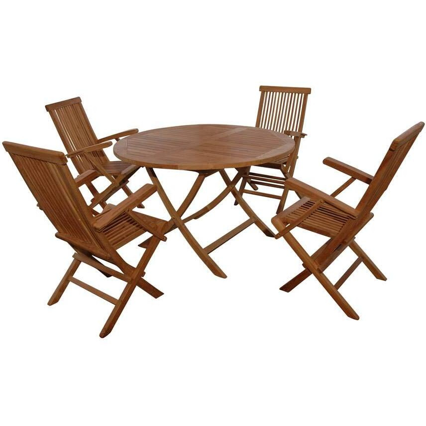 Anderson Teak Bahama Classic Folding Armchair 5-Pieces Dining Set