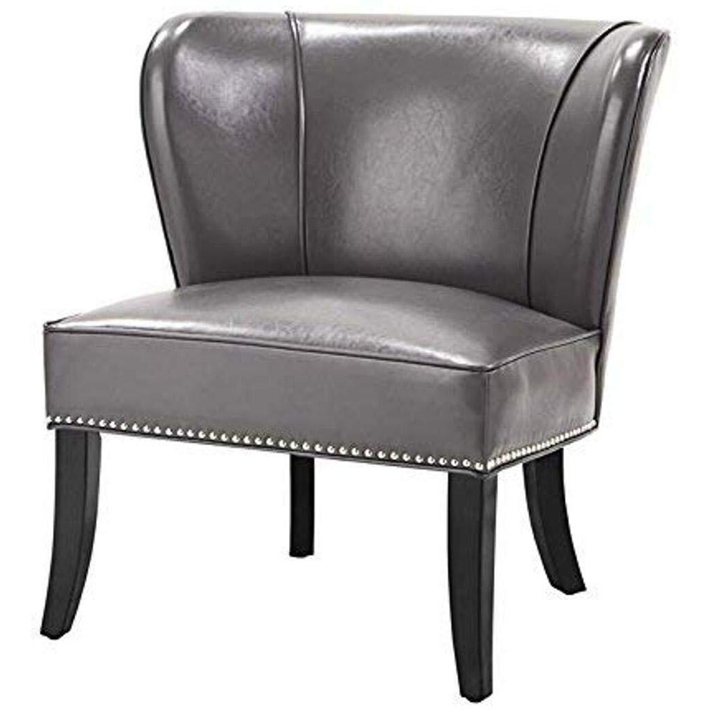 Madison Park FPF18-0106 Hilton Accent Chairs - Hardwood, Plywood, Wing Back, Deep Seat-Bedroom Lounge Modern Classic Style Living Room-Sofa Furniture, Grey