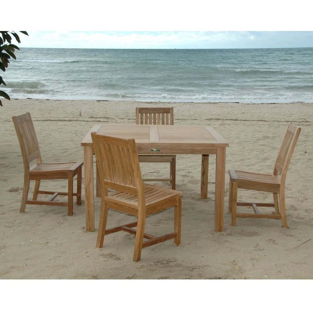 Anderson Teak Windsor Rialto Side Chair 5-Pieces Dining Table Set