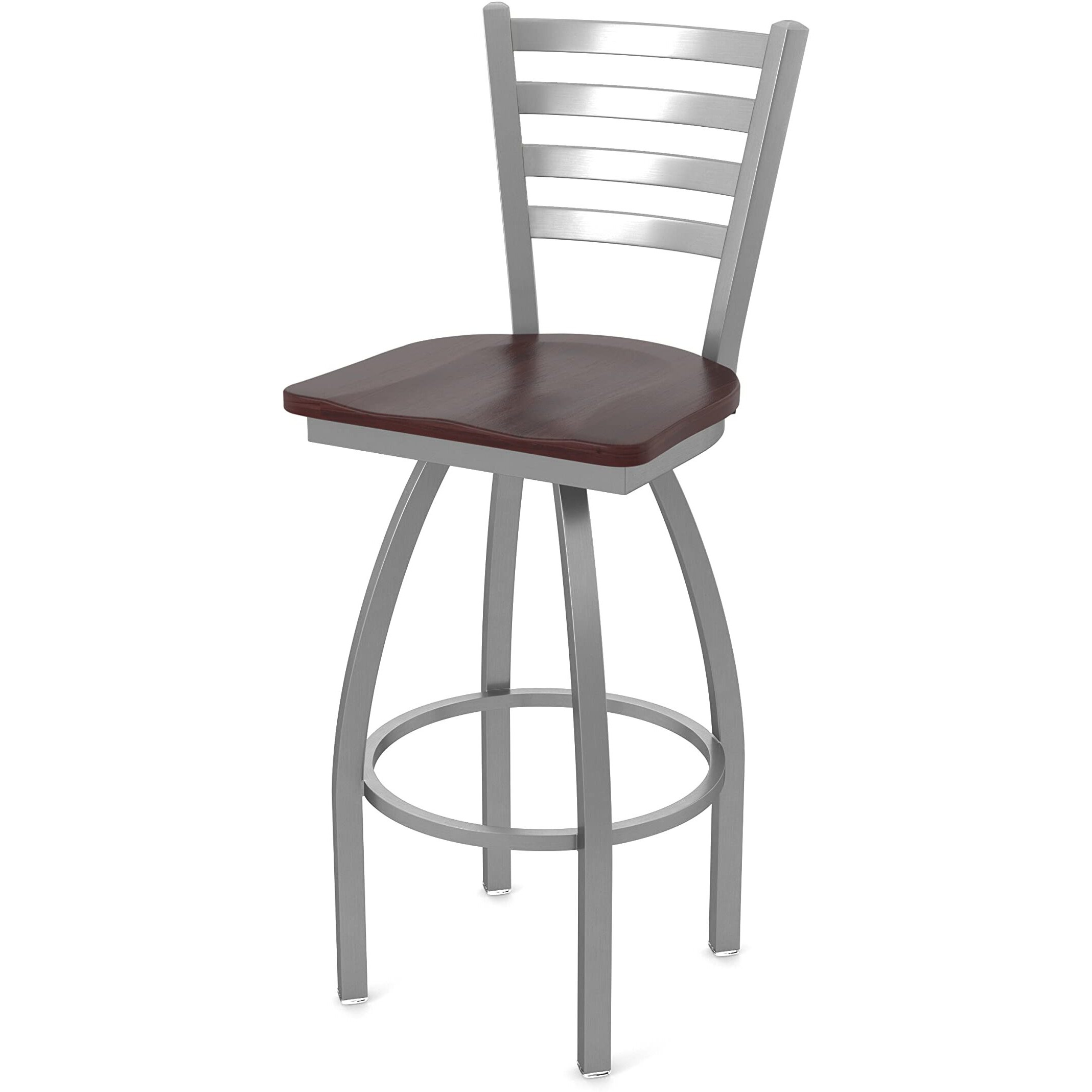 410 Jackie Stainless Steel 25  Sivel Counter Stool ith Dark Cherry Maple Seat