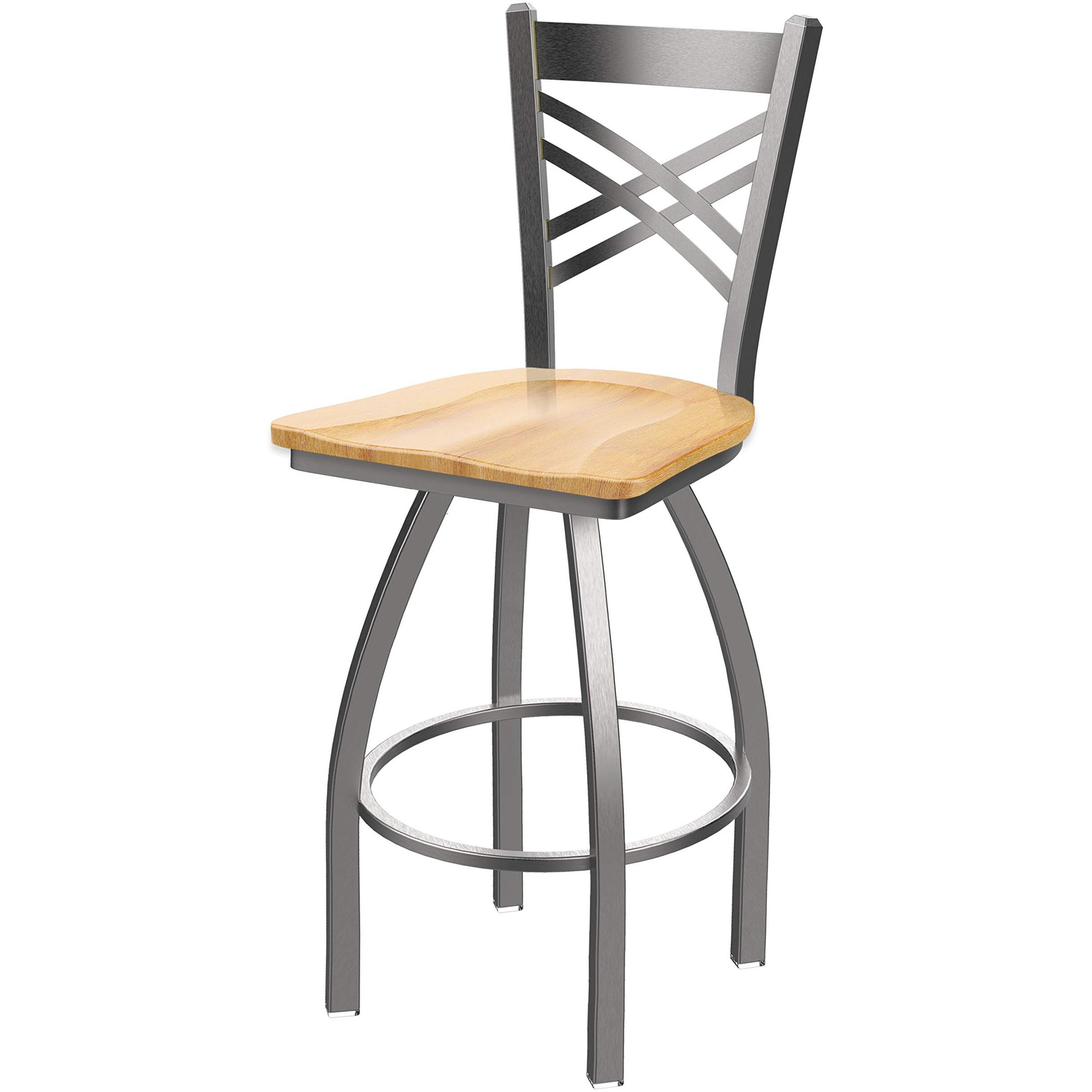 820 Catalina Stainless Steel 25  Swivel Counter Stool with Natural Maple Seat