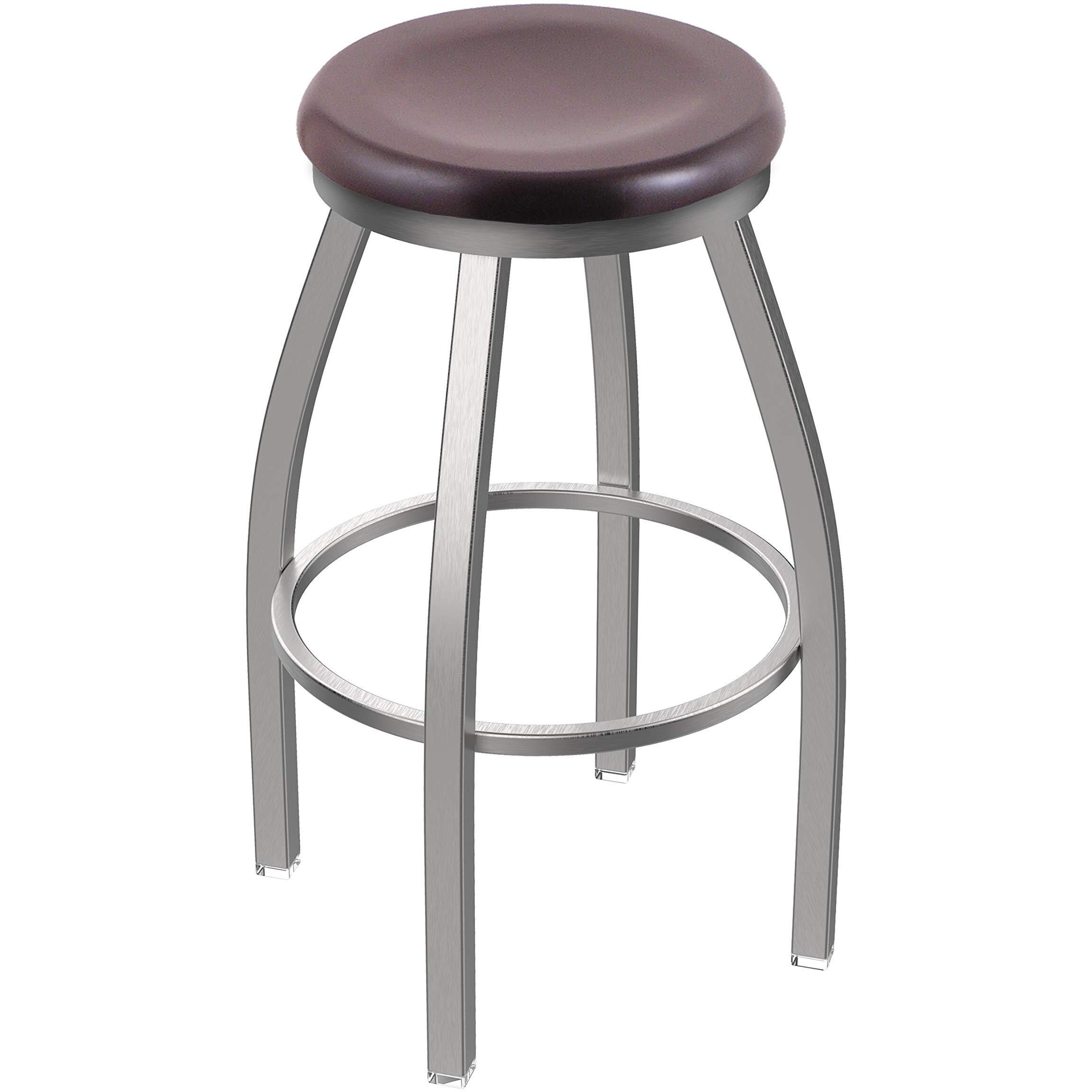 802 Misha Stainless Steel 25  Sivel Counter Stool ith Dark Cherry Maple Seat