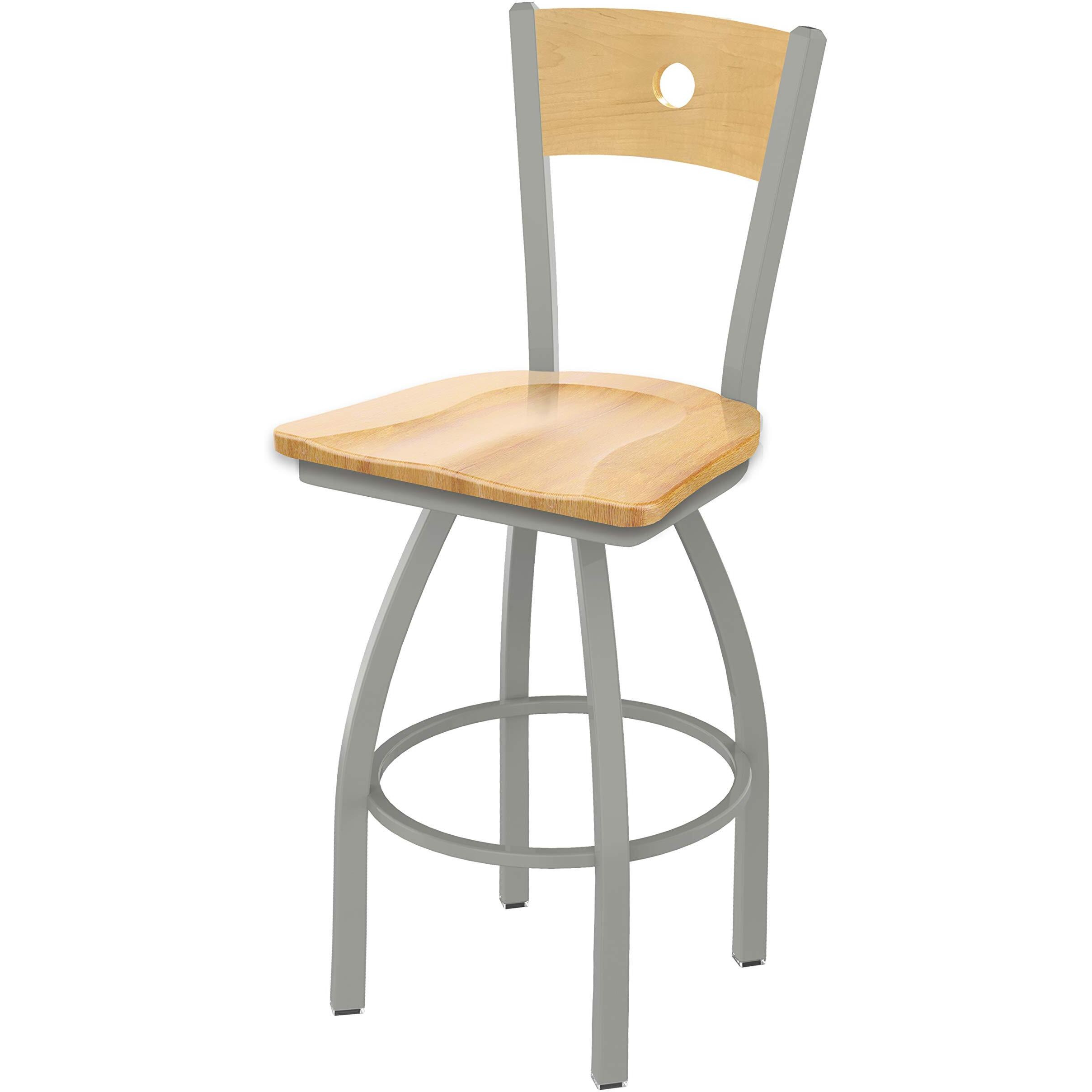 830 Voltaire 25  Sivel Counter Stool ith Anodized Nickel Finish, Natural Back and Natural Maple Seat