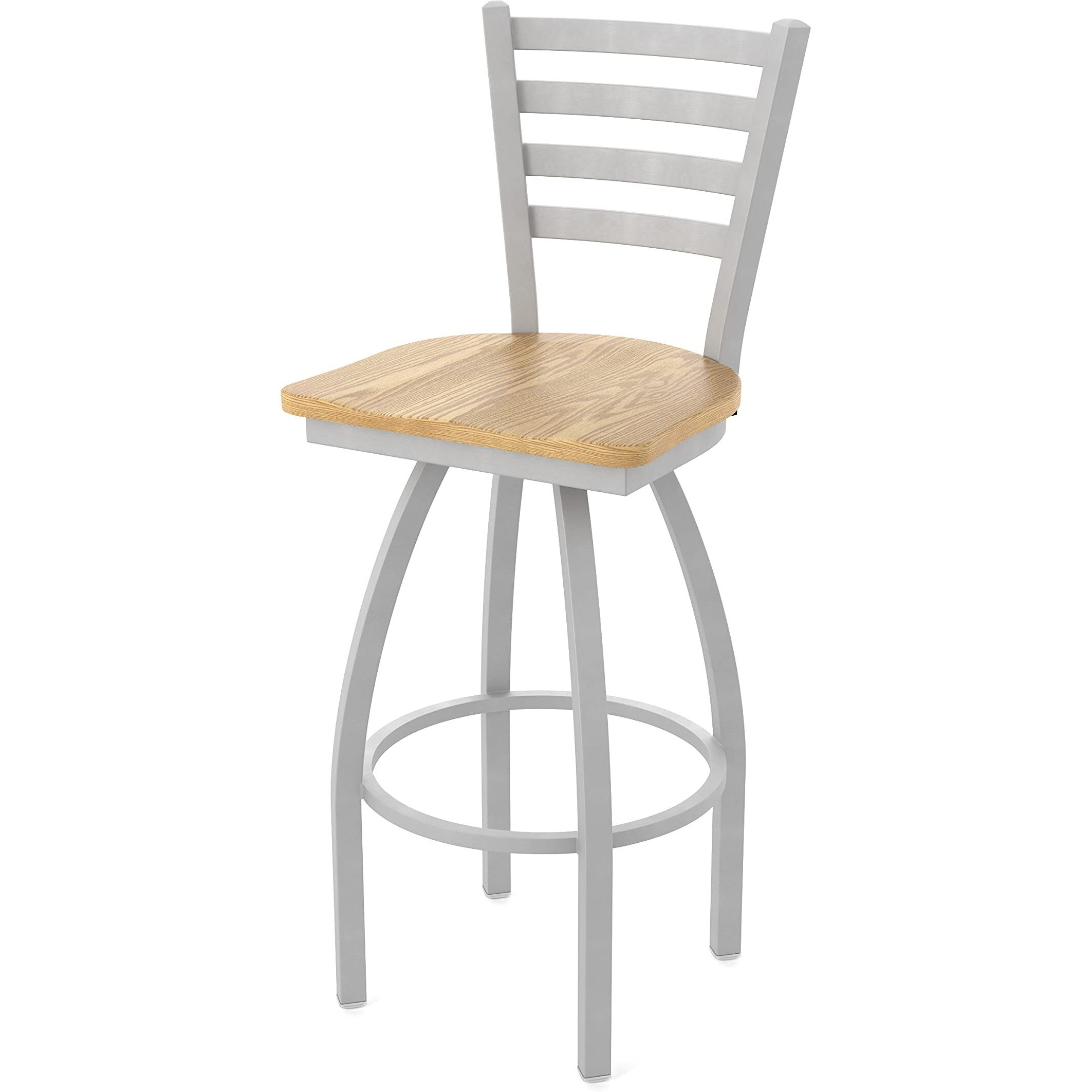 410 Jackie 25  Sivel Counter Stool ith Anodized Nickel Finish and Natural Oak Seat