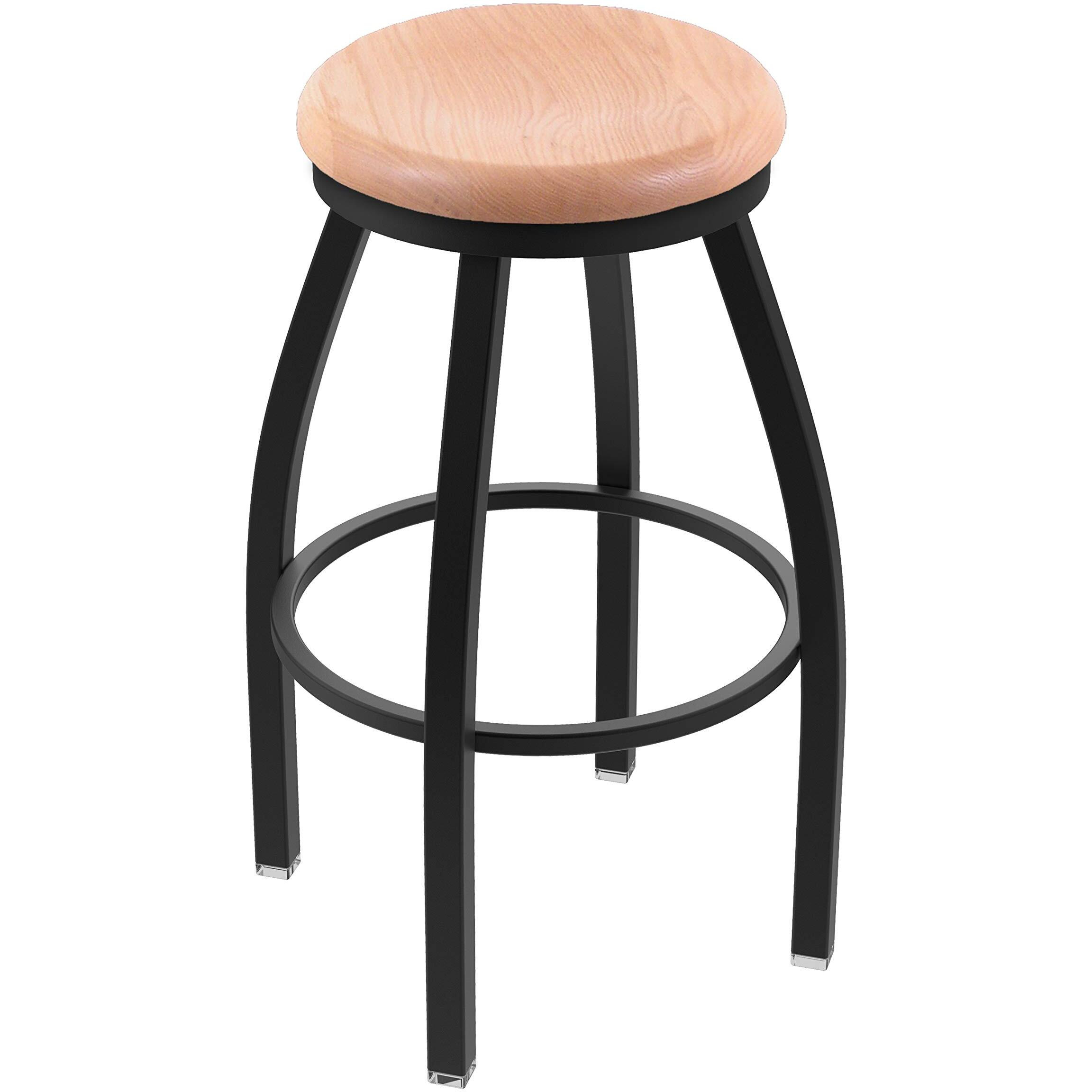 802 Misha 25  Sivel Counter Stool ith Black Wrinkle Finish and Natural Oak Seat