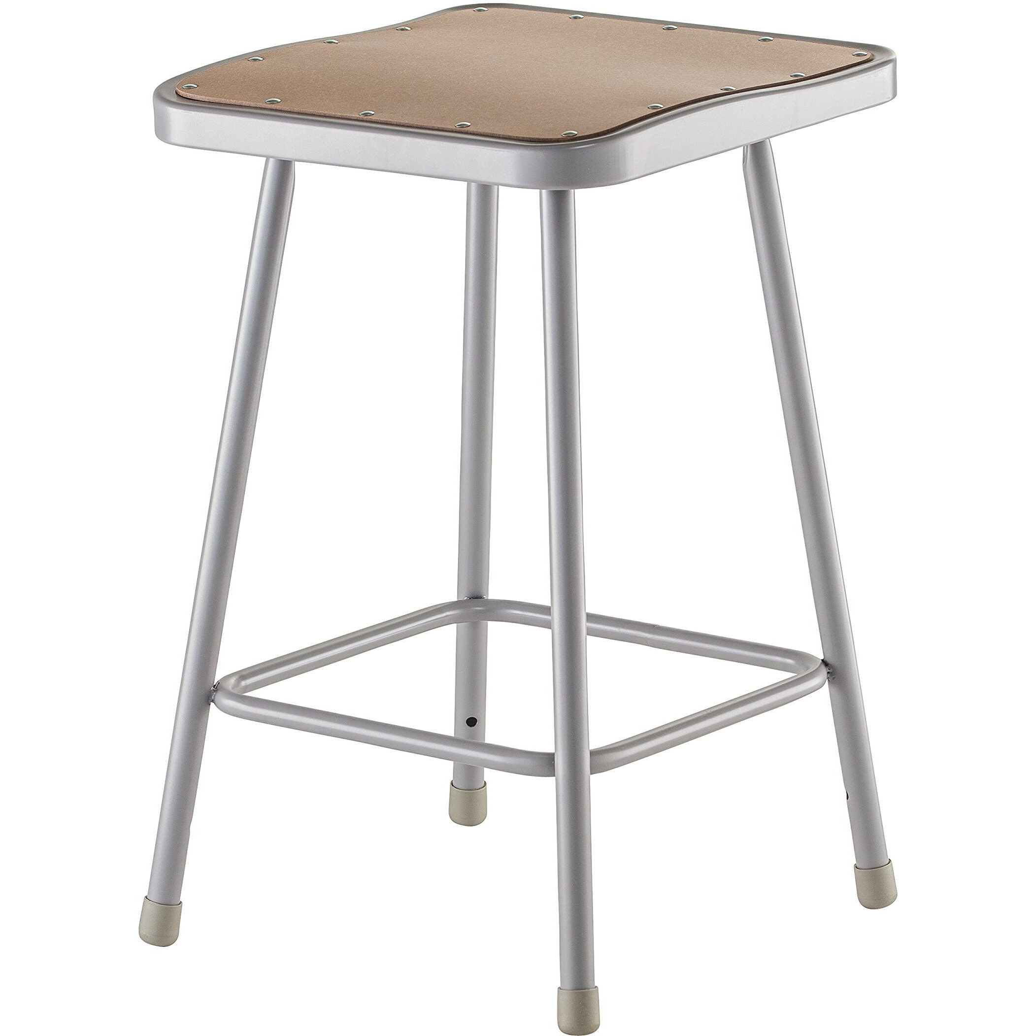 National Public Seating 6324 Grey Steel Stool with 24  Square Hardboard Seat