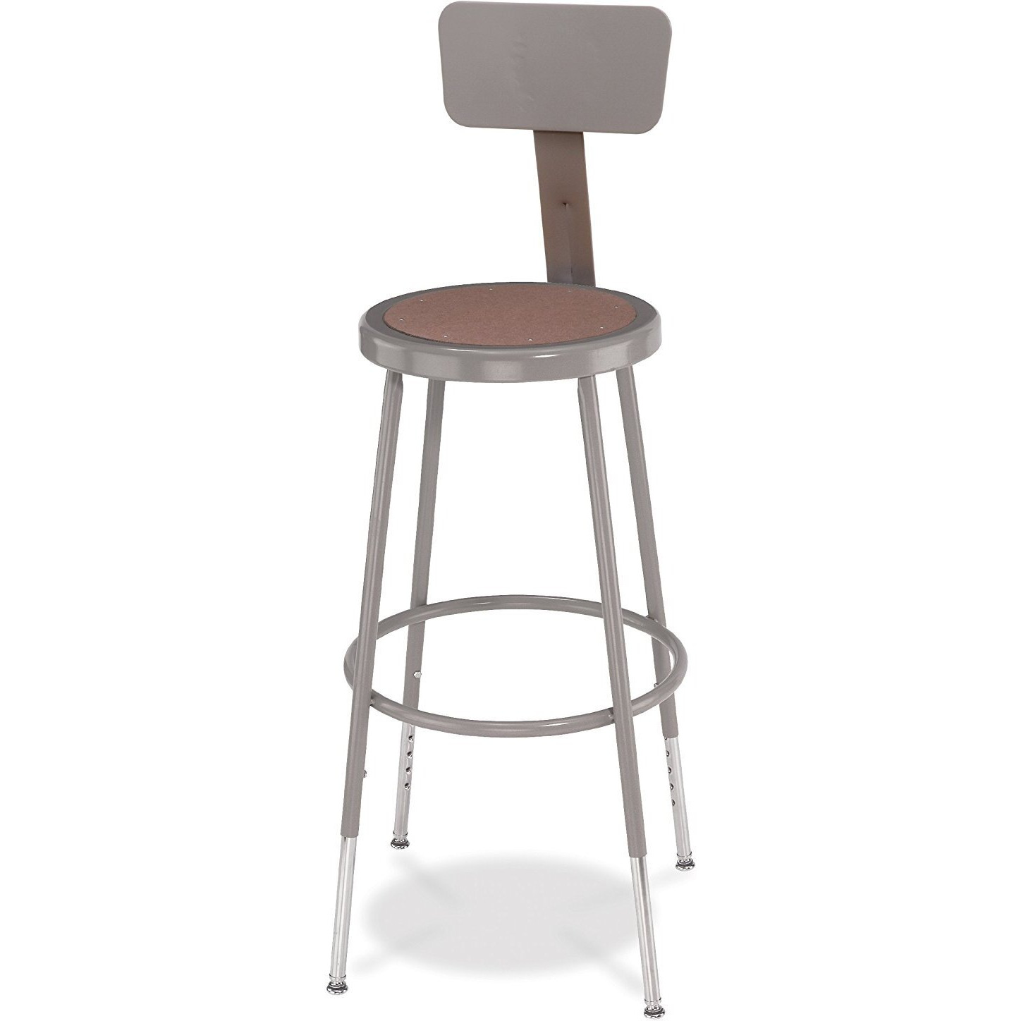 National Public Seating 6224HB-CN Steel Stool with Hardboard Seat Adjustable and Backrest, 25 -33 , Grey (Pack of 4)