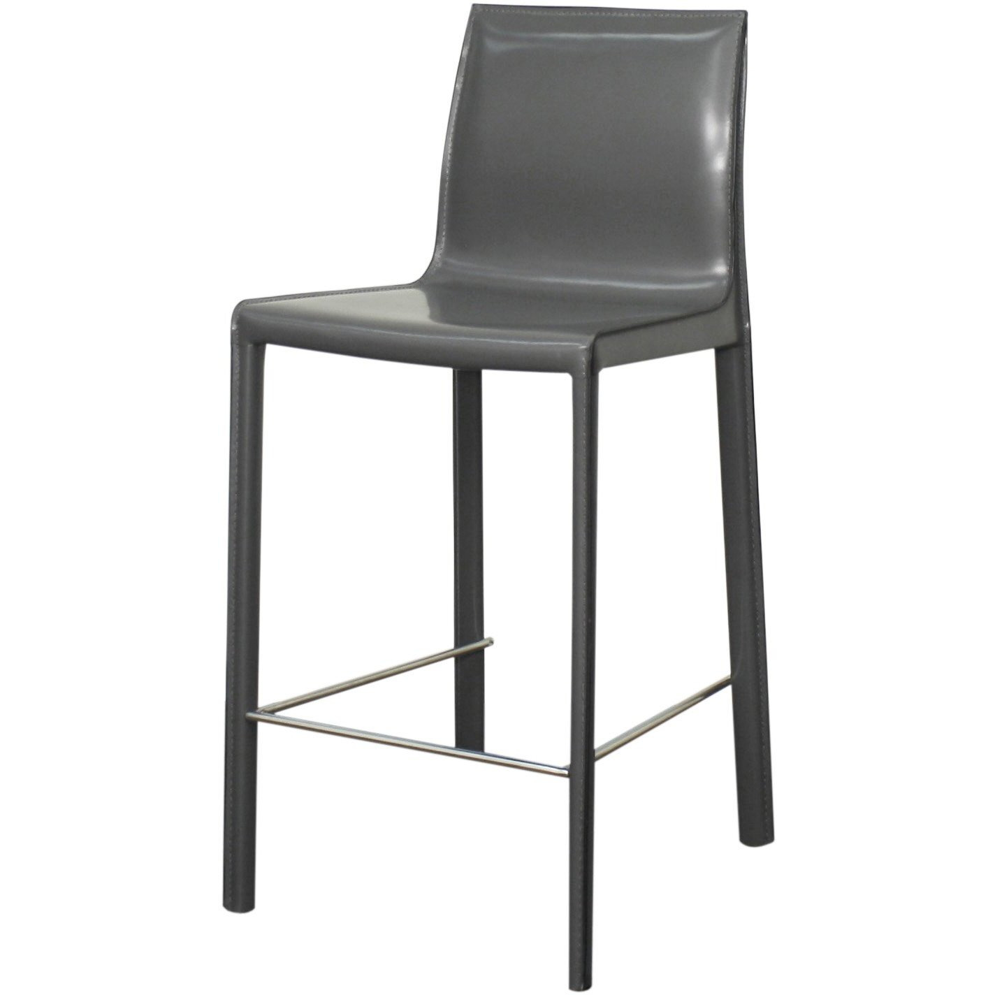 Ne Pacific Direct Gervin Recycled Leather Counter, Set of 2 Bar & Counter Stools, Anthracite Gray