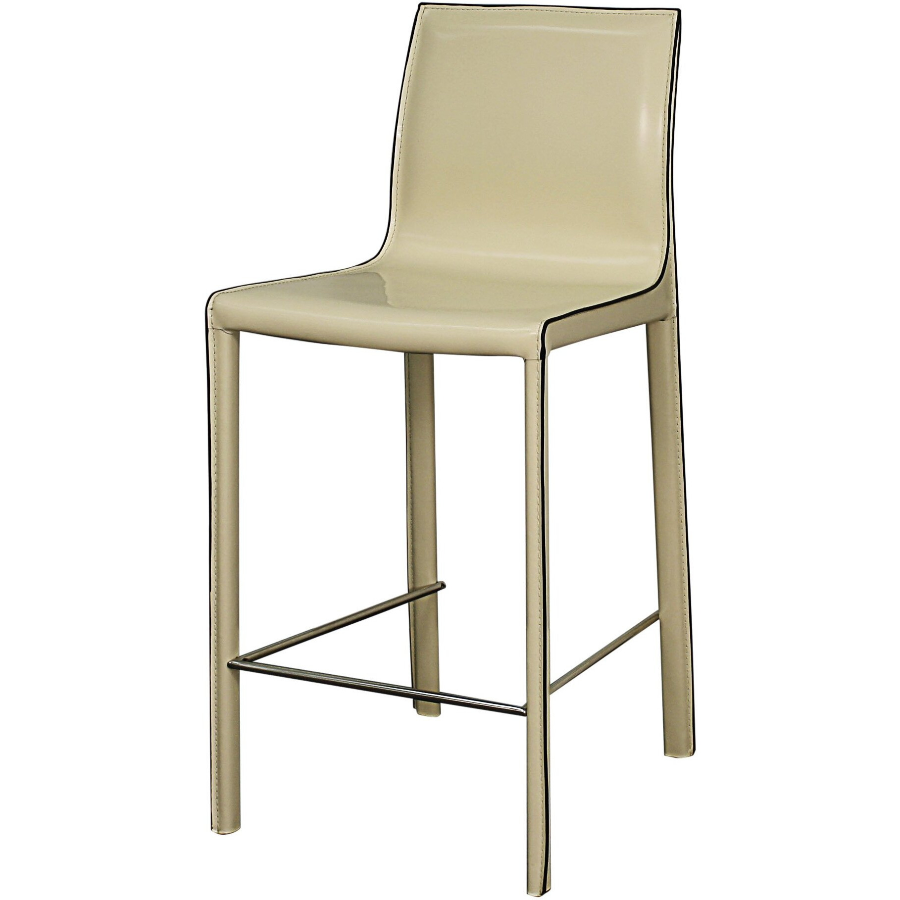 npd furniture and more Ne Pacific Direct Gervin Recycled Leather Counter Stool,Poder Coated Steel,Vanilla White,Fully Assembled,Set of 2