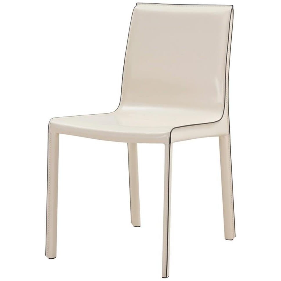 Ne Pacific Direct Gervin Recycled Leather Chair,Poder Coated Steel,Vanilla White,Fully Assembled,Set of 2