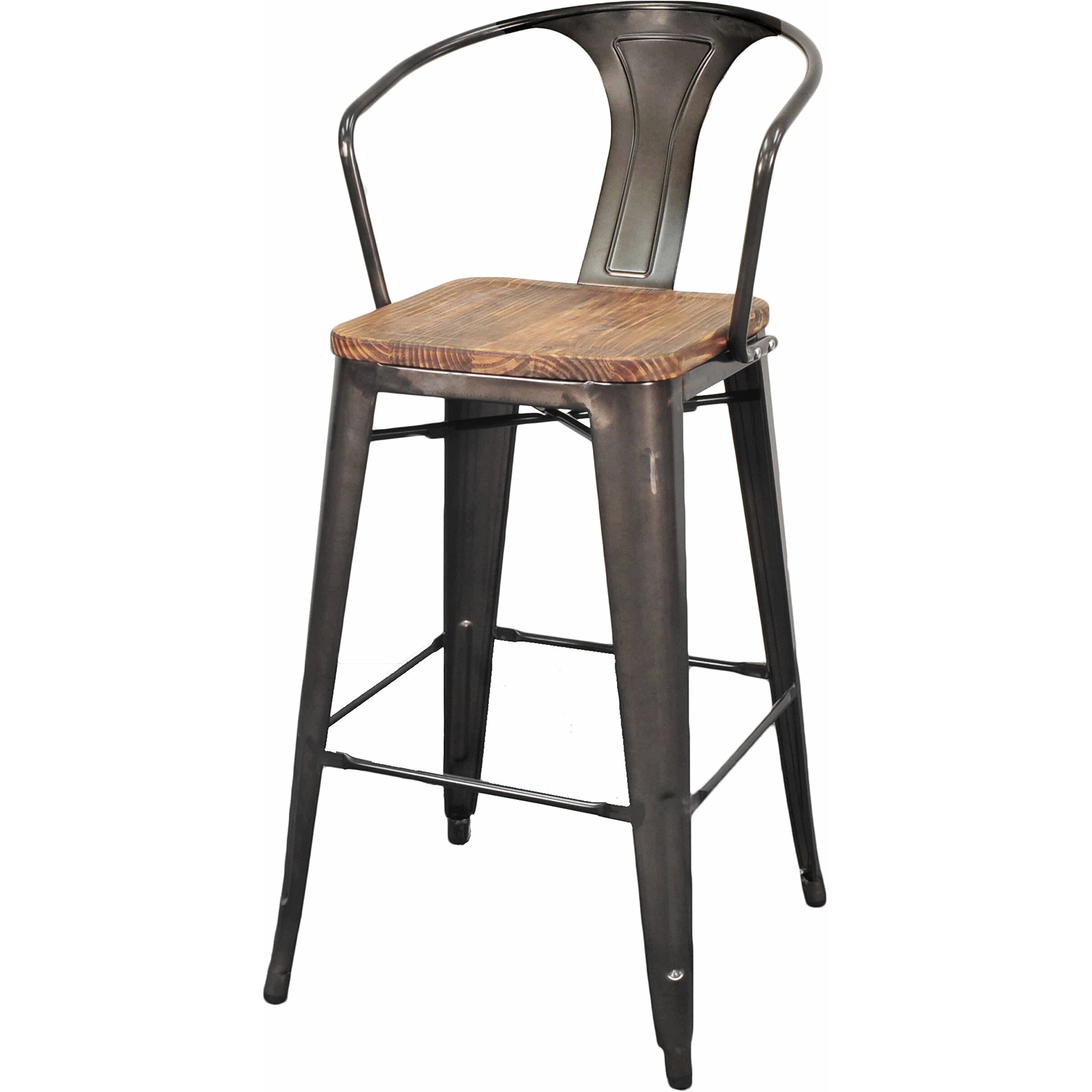 Ne Pacific Direct Metropolis Metal Bar, Set of 4 Bar & Counter Stools, Gunmetal Grey