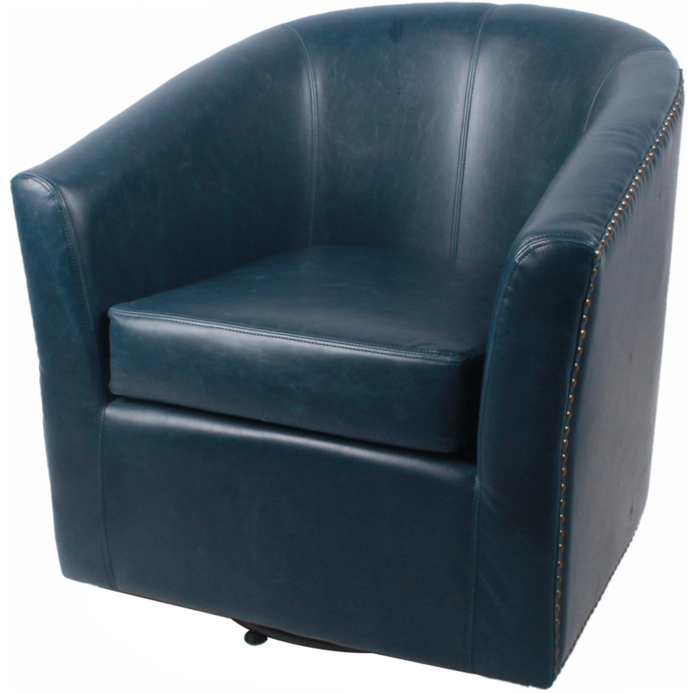 Ne Pacific Direct Ernest Bonded Leather Sivel Chair,Vintage Blue,Fully Assembled