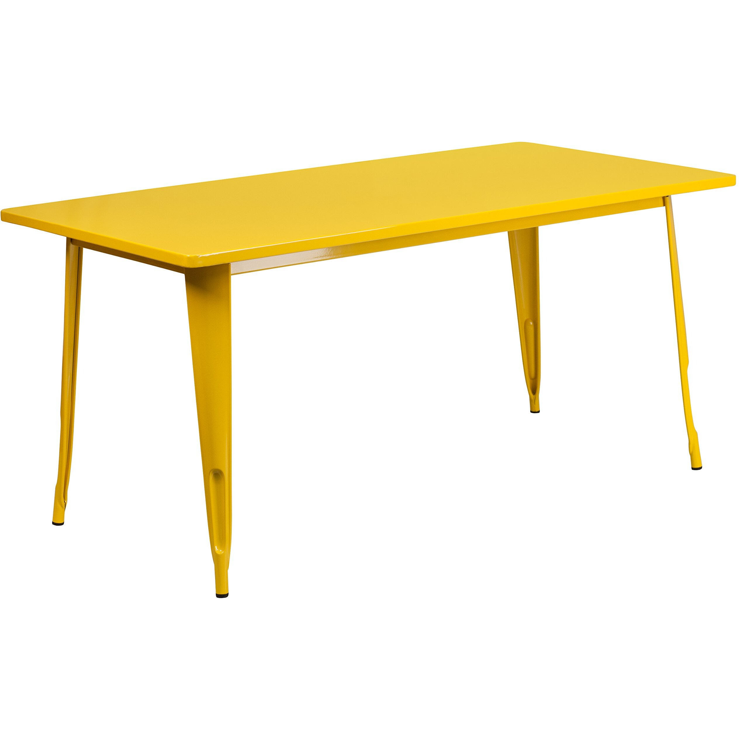 Flash Furniture Charis Commercial Grade 31.5  x 63  Rectangular Yello Metal Indoor-Outdoor Table