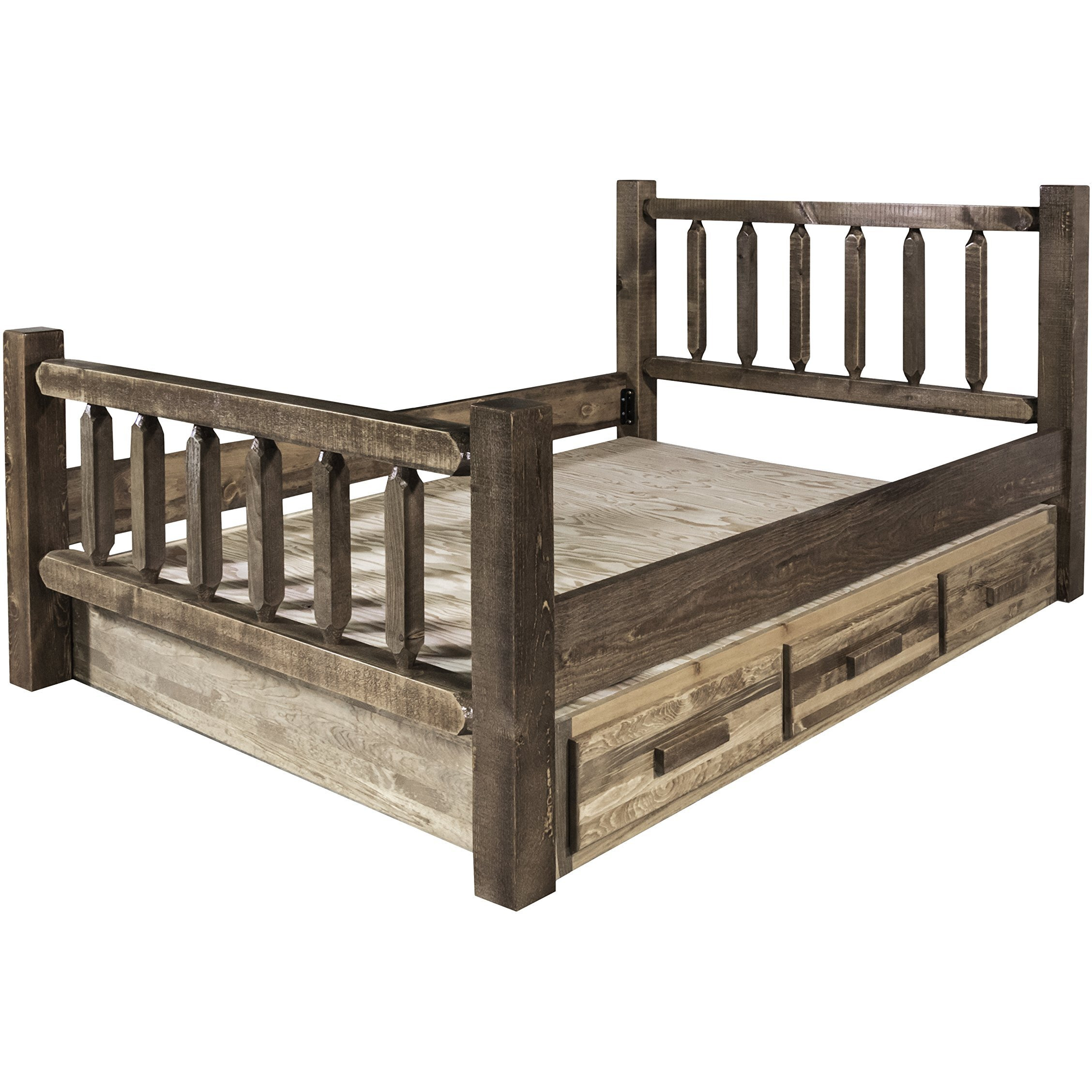 Montana Woodorks Homestead Collection Tin Bed ith Storage, Stain & Lacquer Finish