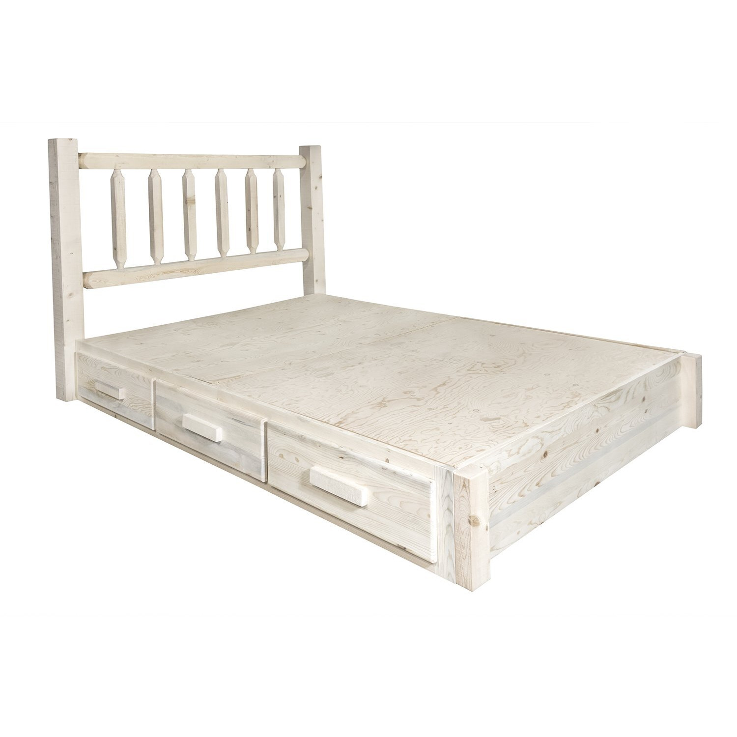 Montana Woodworks Homestead Collection Full Platform Bed with Storage, Clear Lacquer Finish